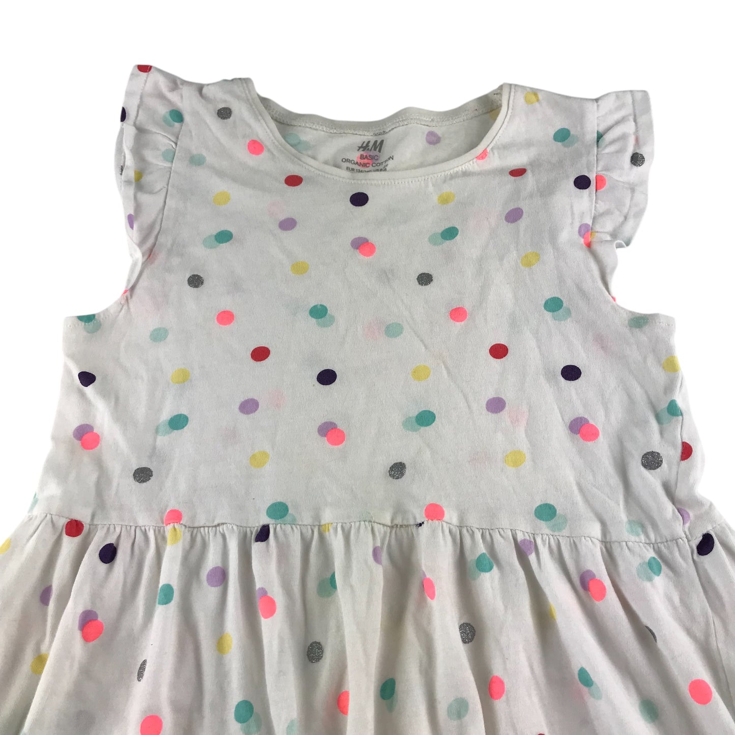 H&M dress 9-10 years white multicolour polka dots