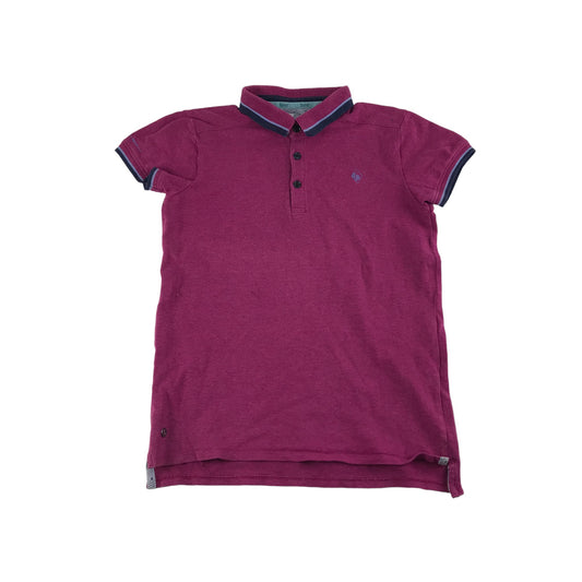 Ted Baker Polo Shirt Age 9 Dark Fuchsia Pink Short Sleeve