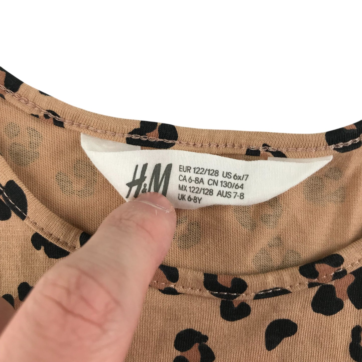 H&M dress 7-8 years brown leopard animal print cotton
