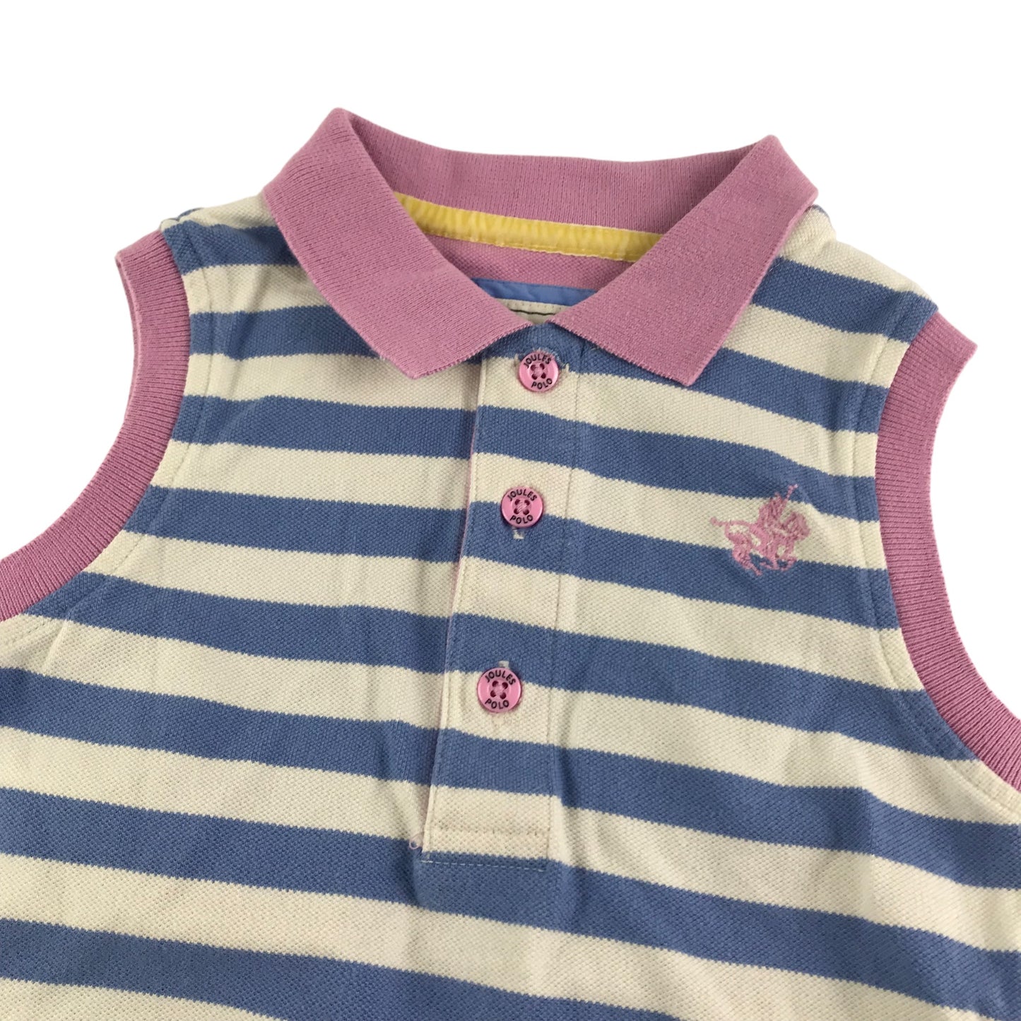 Joules Polo Shirt Age 5 Blue White Purple Stripy Sleeveless