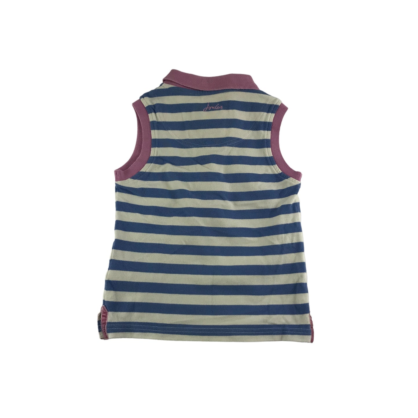 Joules Polo Shirt Age 5 Blue White Purple Stripy Sleeveless