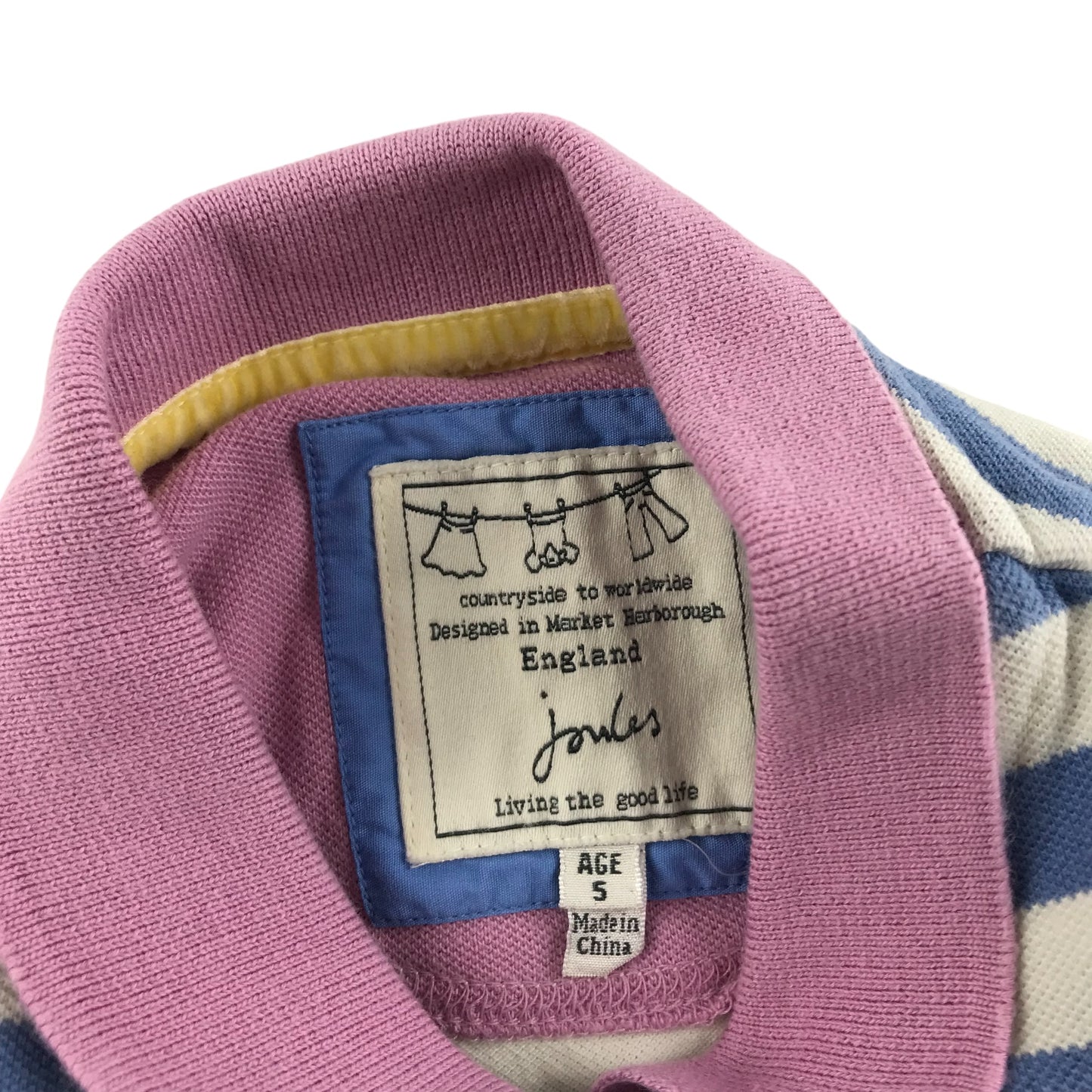 Joules Polo Shirt Age 5 Blue White Purple Stripy Sleeveless