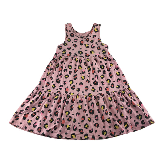 F&F dress 7-8 years pink leopard animal print layered cotton