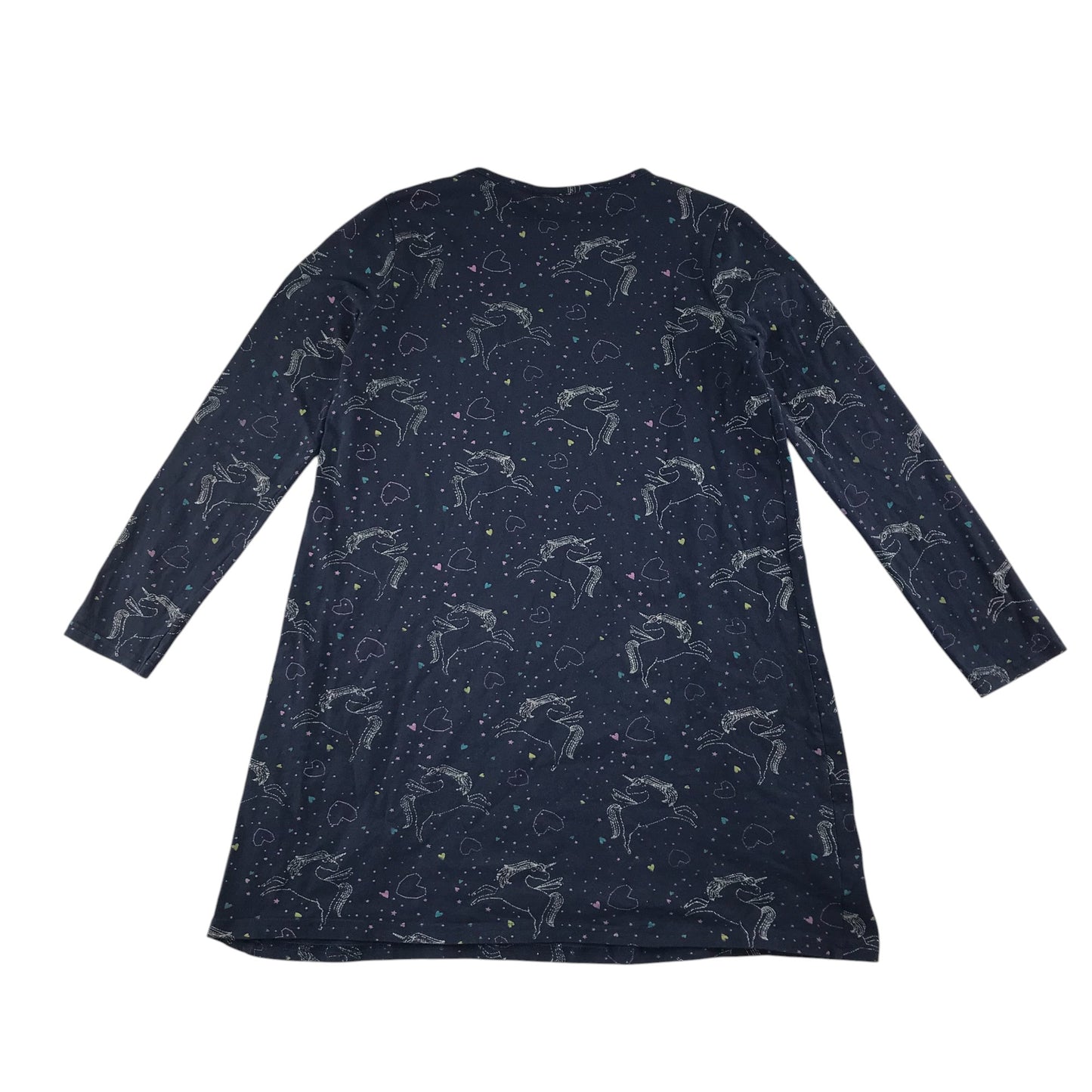 Hullabaloo dress 11-12 years navy with unicorns and love heart print