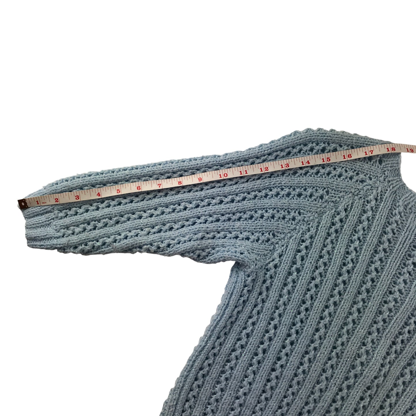 Handknitted cardigan 9-10 years light blue cable knit