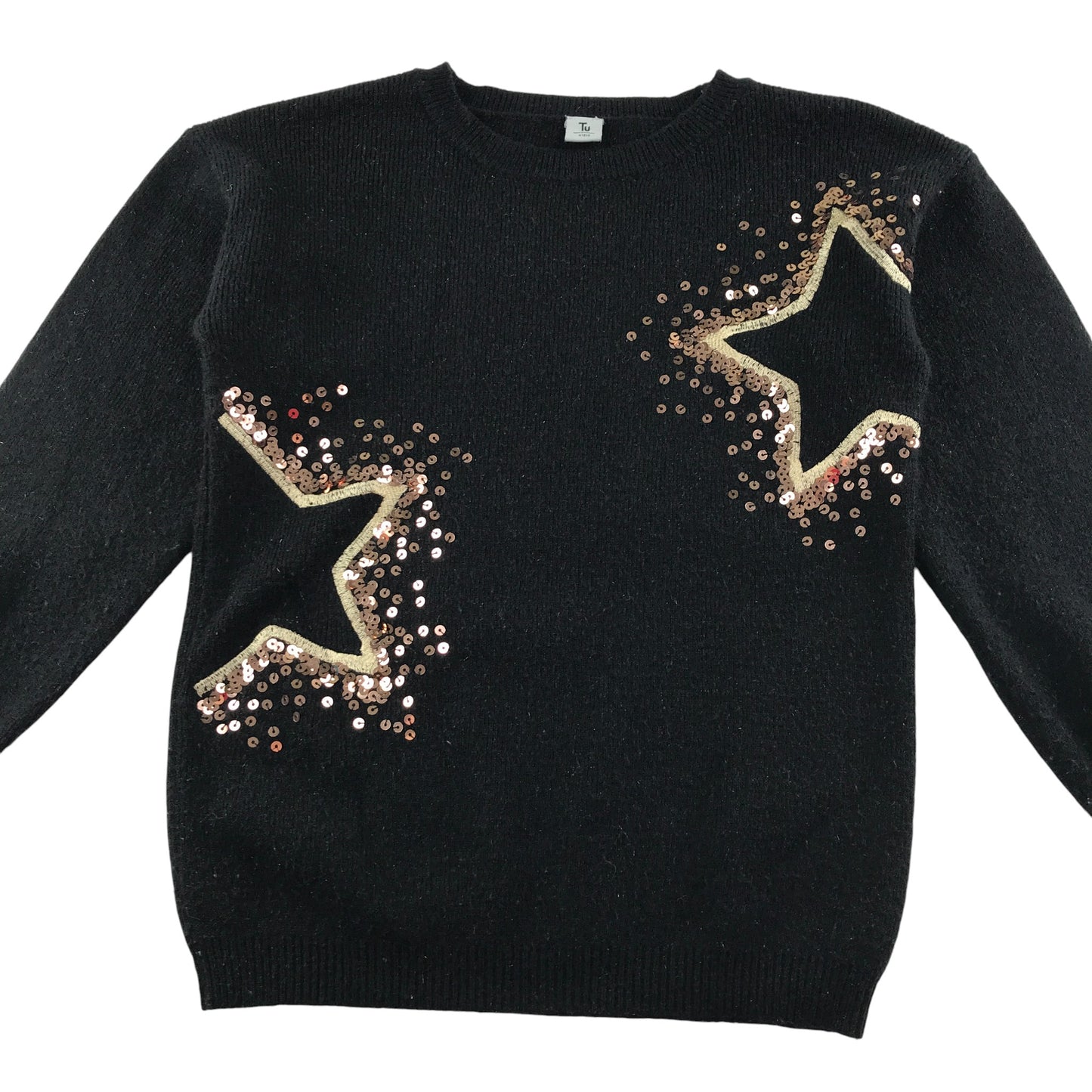 Tu Knit Jumper 7-8 Years Black with Star Sequin Detail
