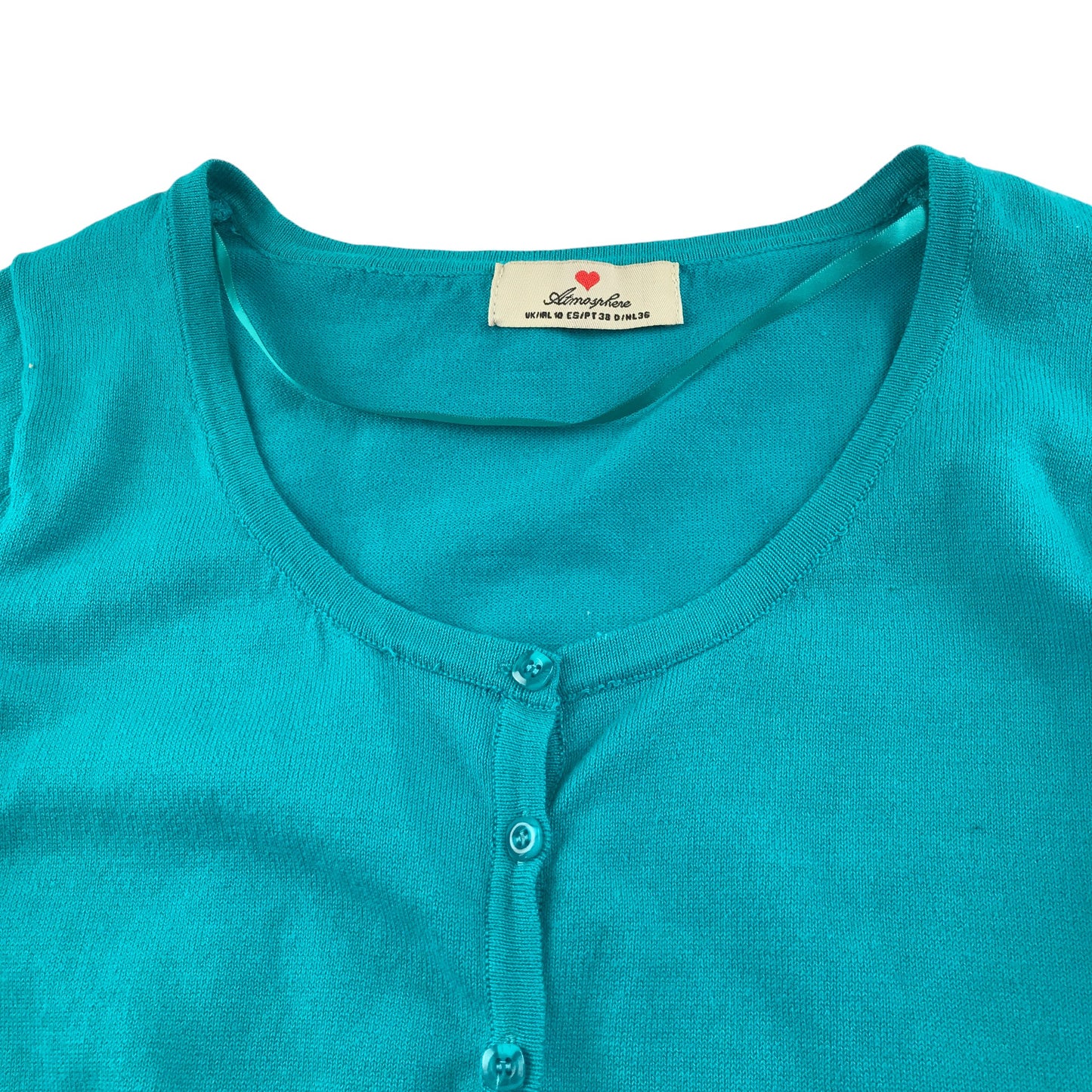 Primark Atmosphere Knit Cardigan UK 10 Turquoise Button Up