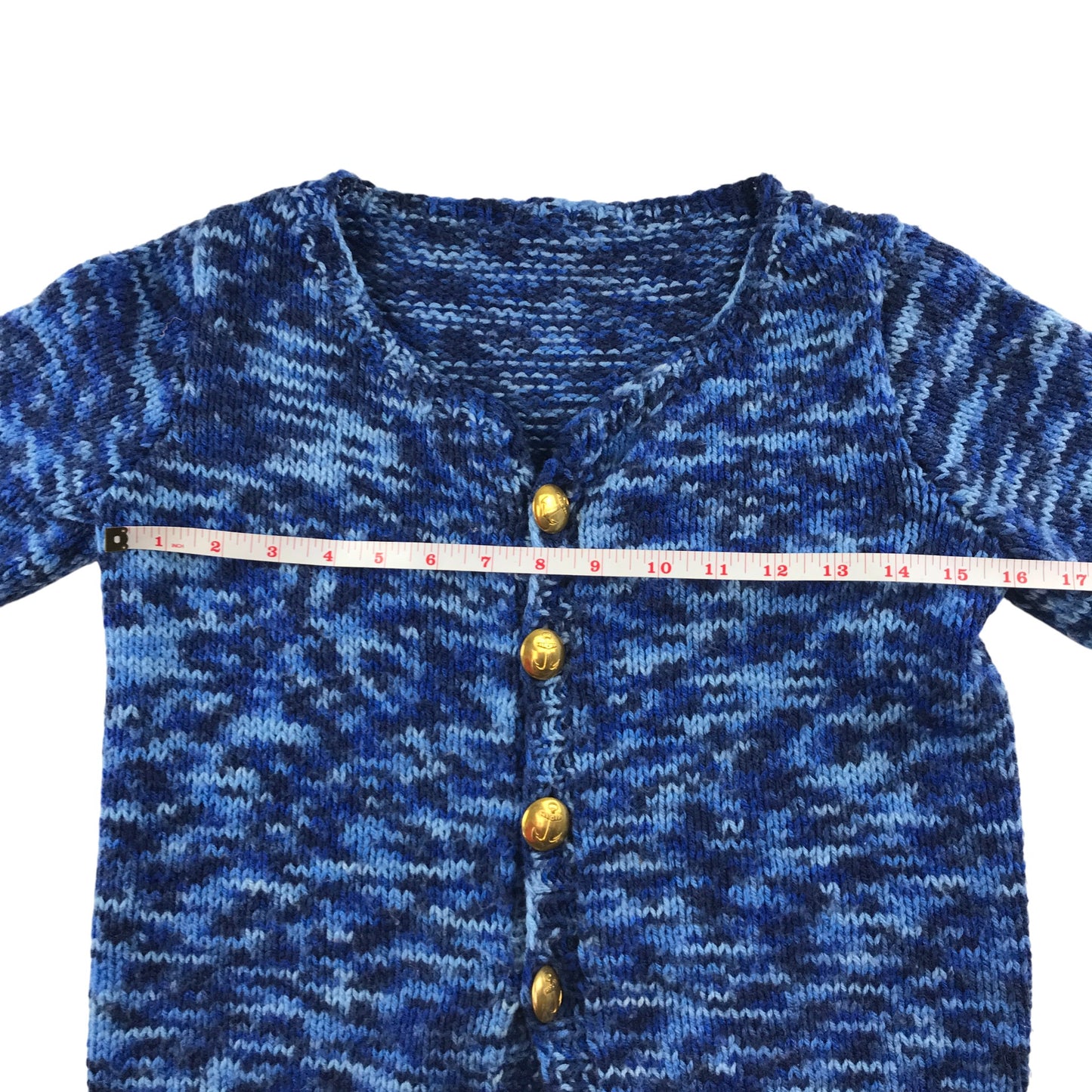 Handknitted Cardigan 10-12 Years Blue Button Up