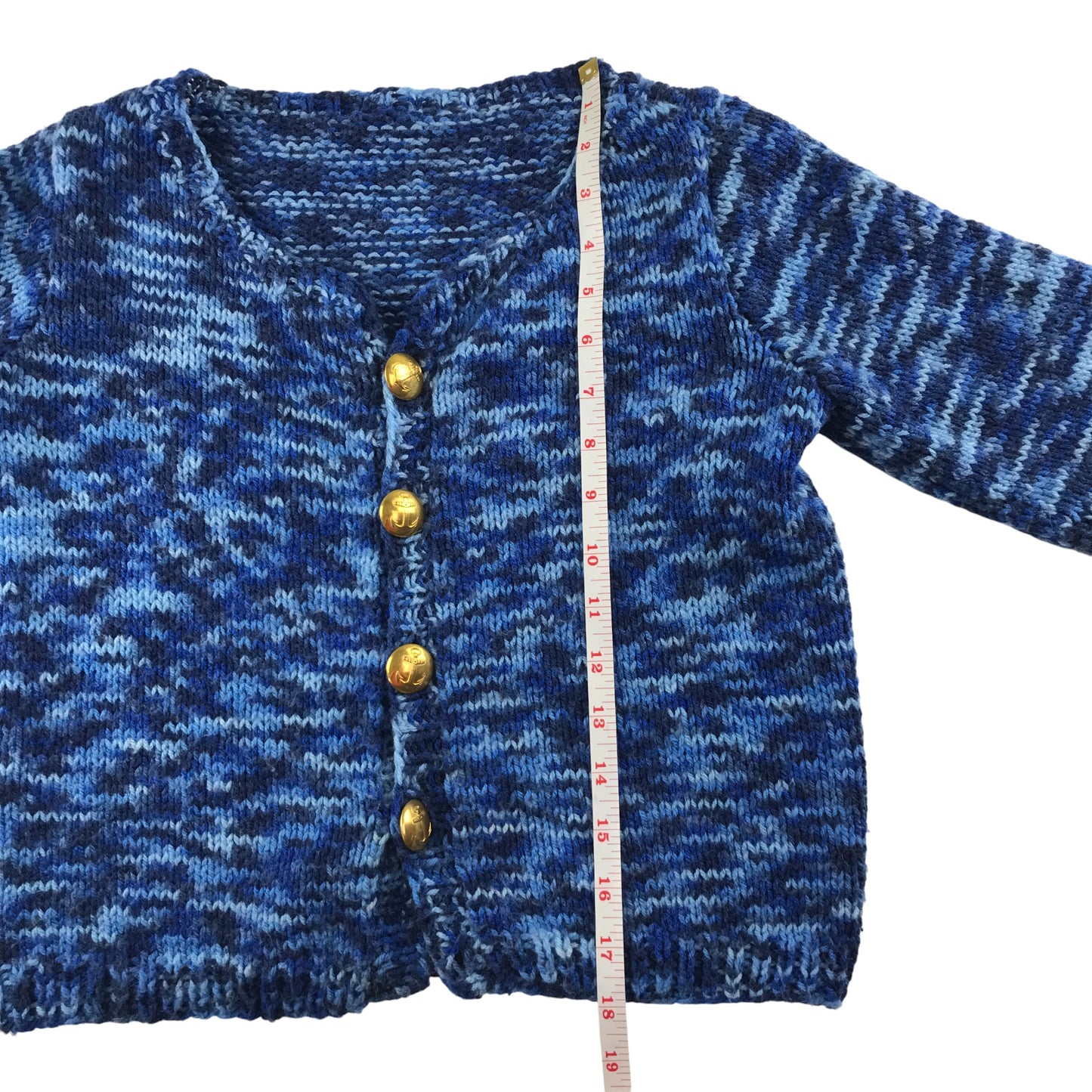 Handknitted Cardigan 10-12 Years Blue Button Up