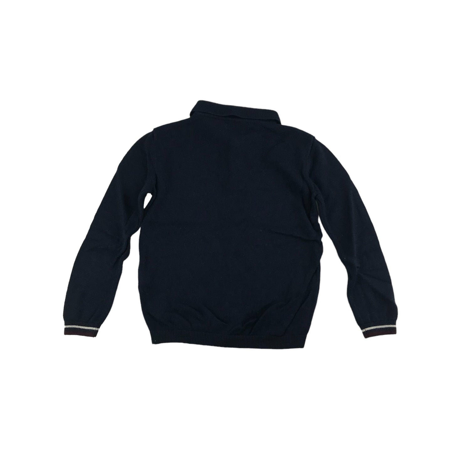 River Island Polo Shirt Age 5 Navy Red White Burgundy Panelled Long Sleeve