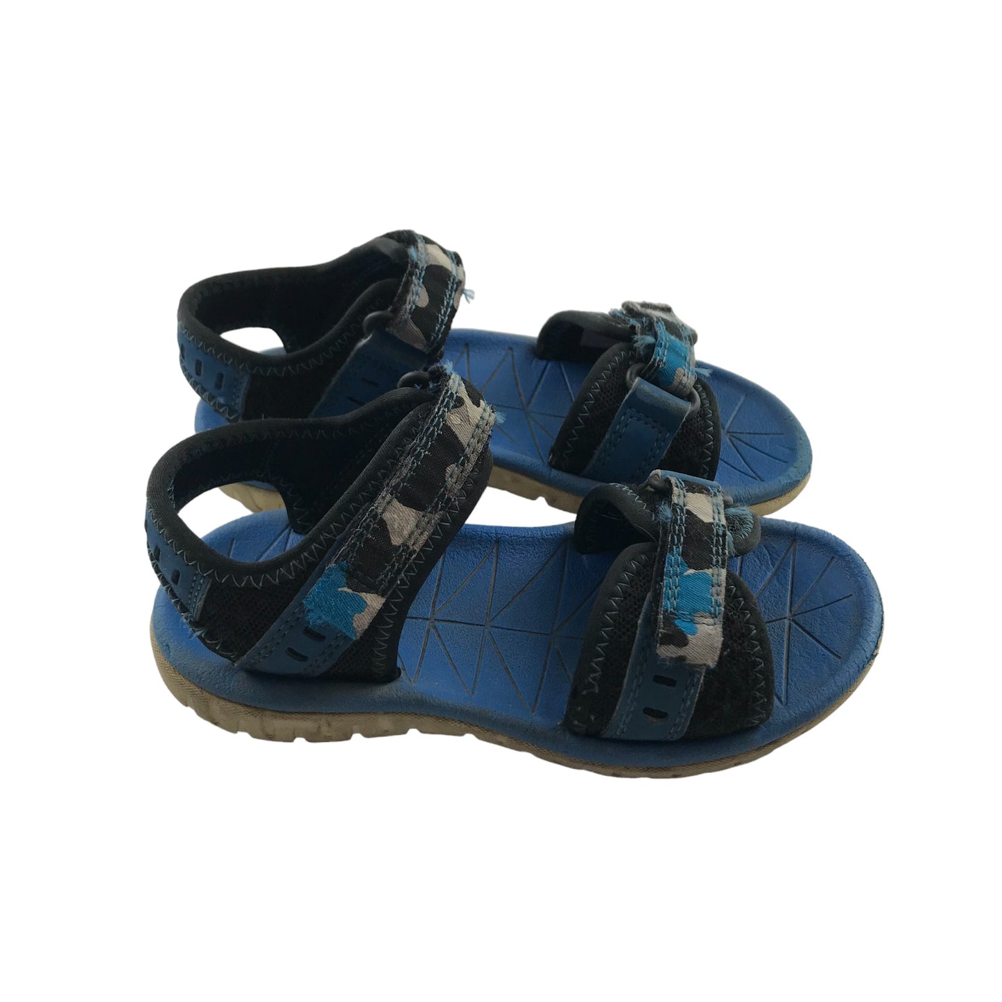 Clarks Sandals Shoe Size 9 Navy and Blue Camo Pattern with Straps