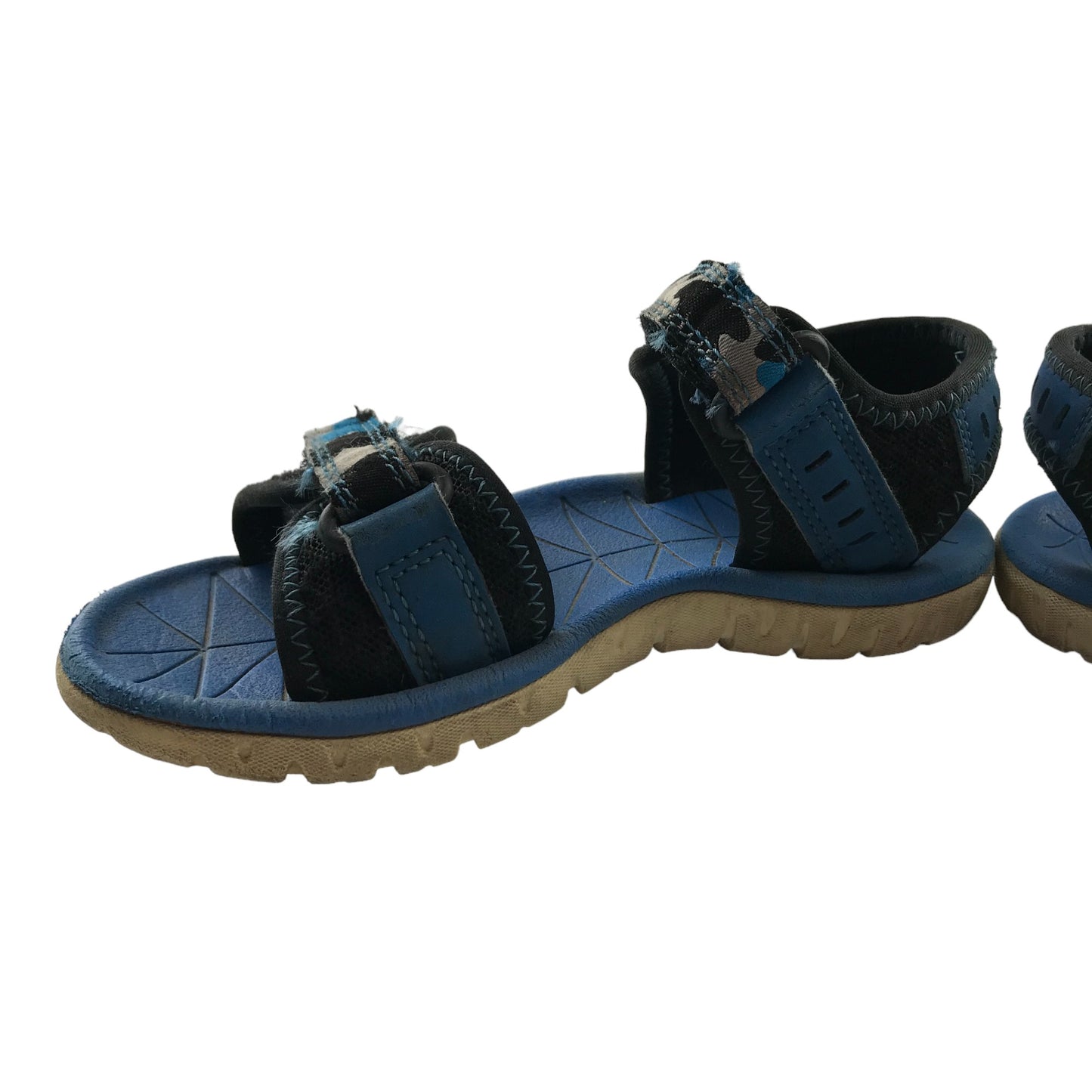 Clarks Sandals Shoe Size 9 Navy and Blue Camo Pattern with Straps