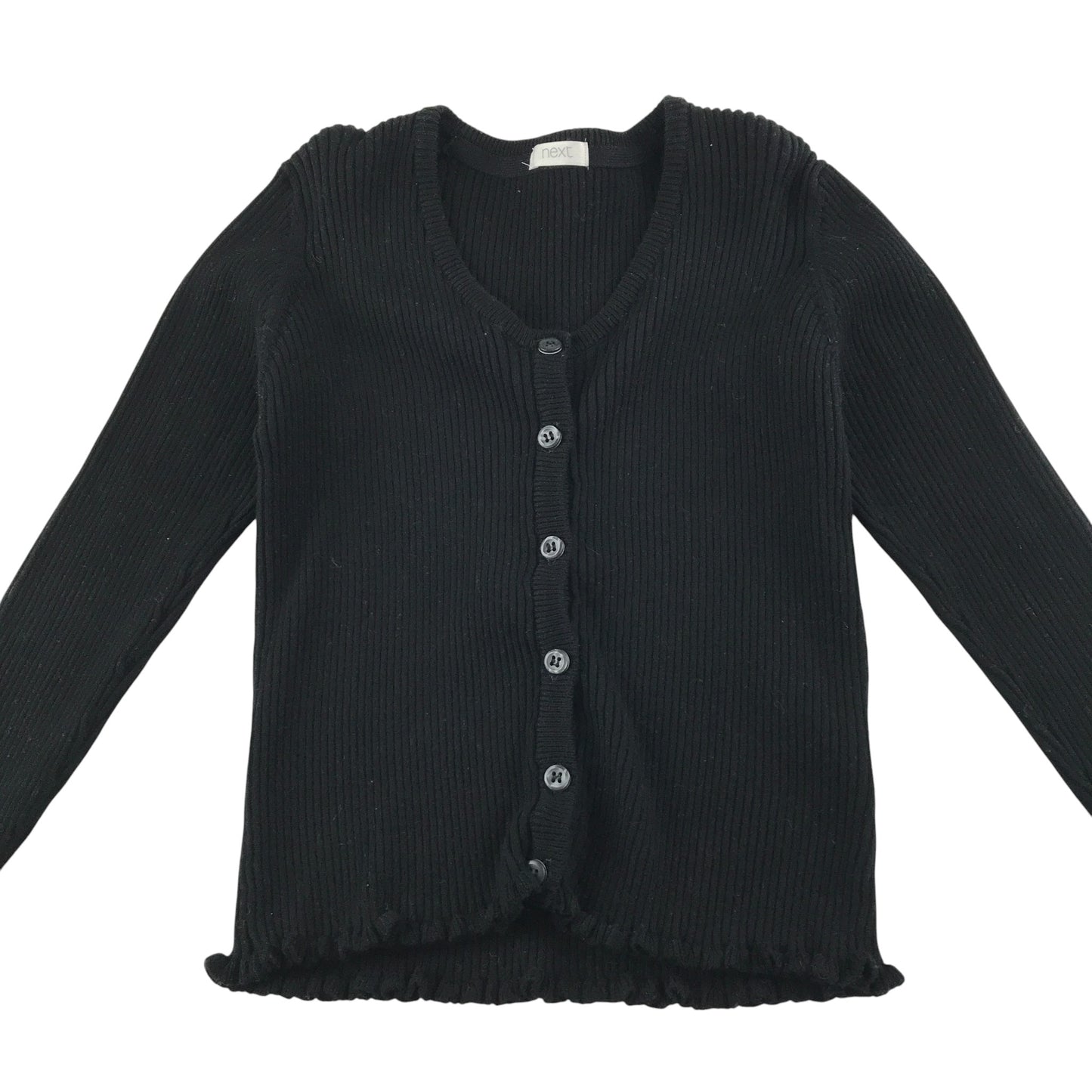 Next Cardigan 8-9 Years Black Button Up Ribbed