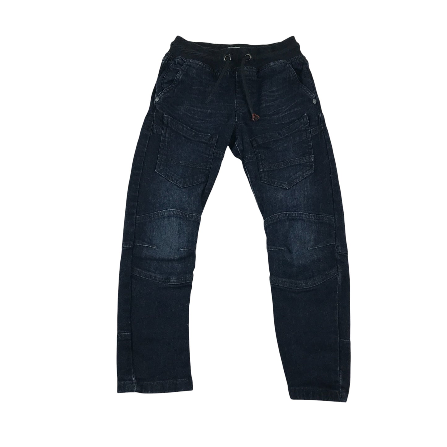 F&F jeans 6-7 years dark blue denim pull on elasticated waist