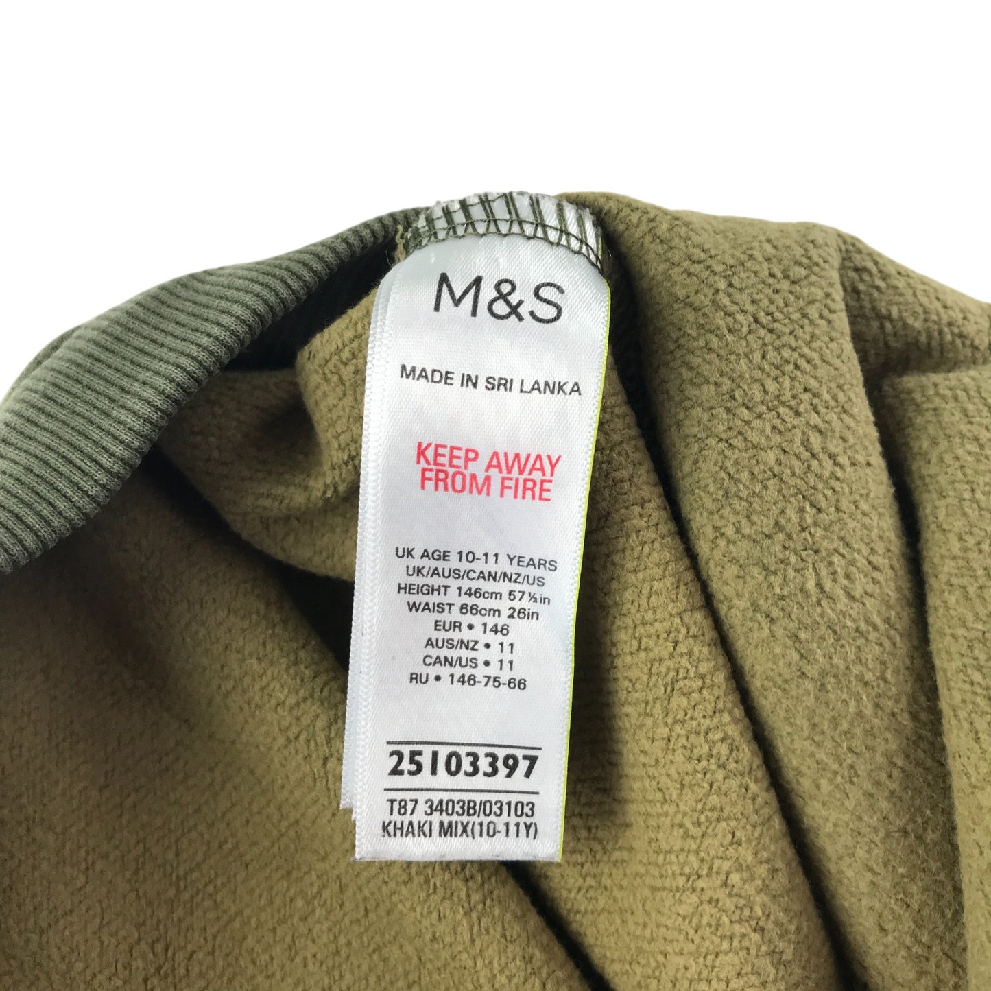 M&S joggers 10-11 years khaki green camo print cuffed legs