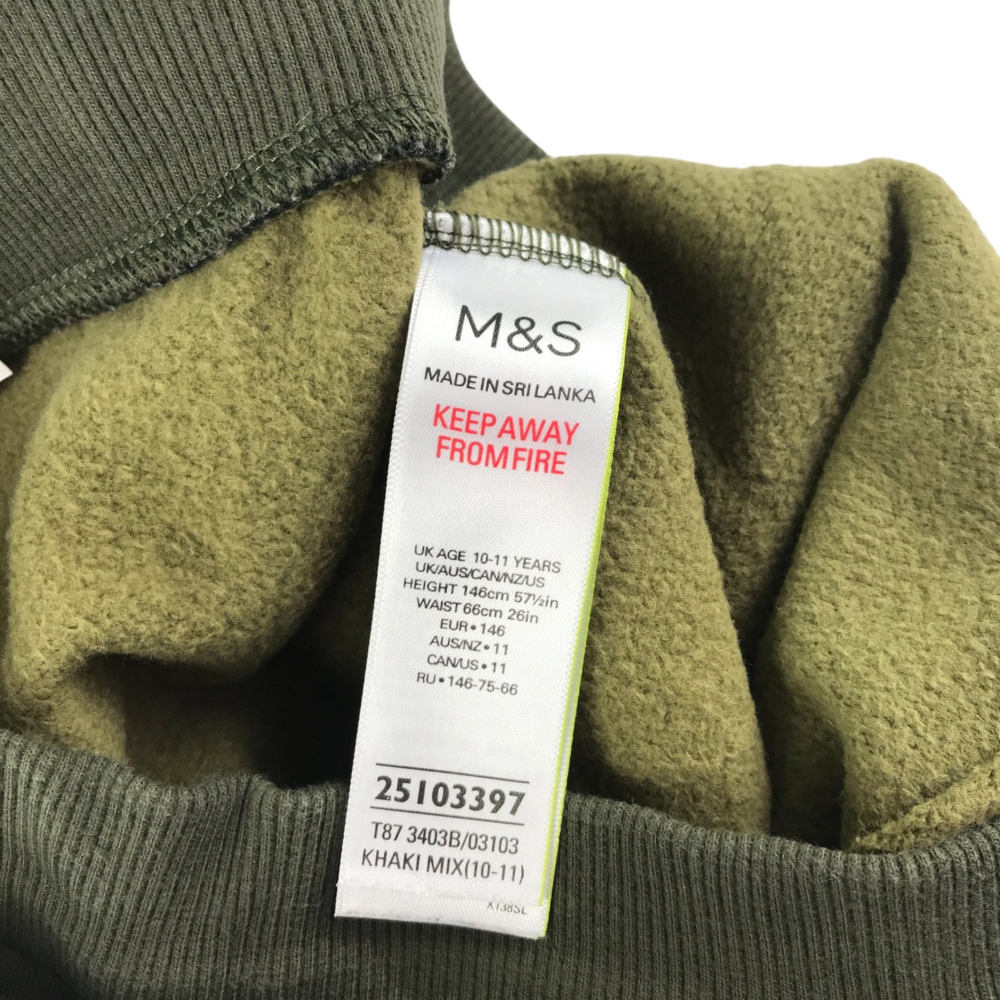 M&S joggers 10-11 years khaki green camo print cuffed legs