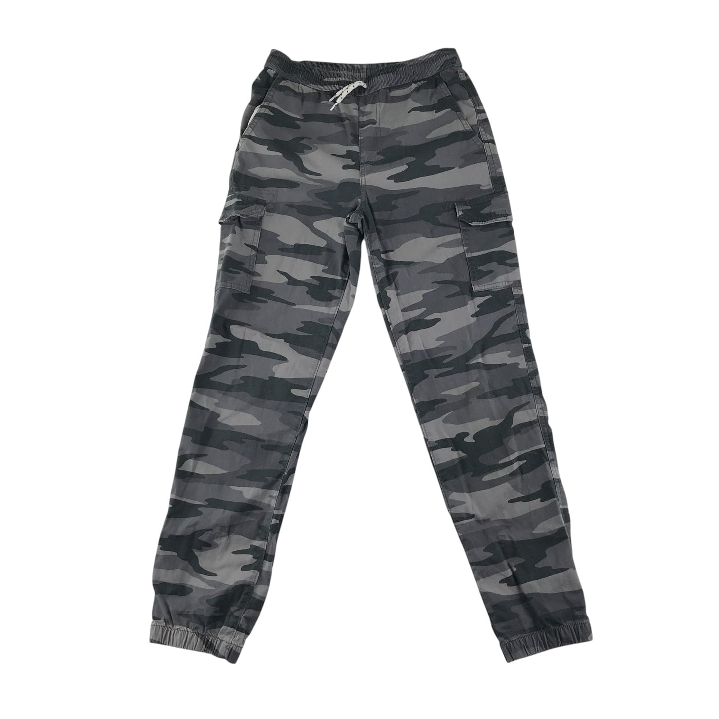 Lands End trousers 10-12 years grey camo print cargo style pull on