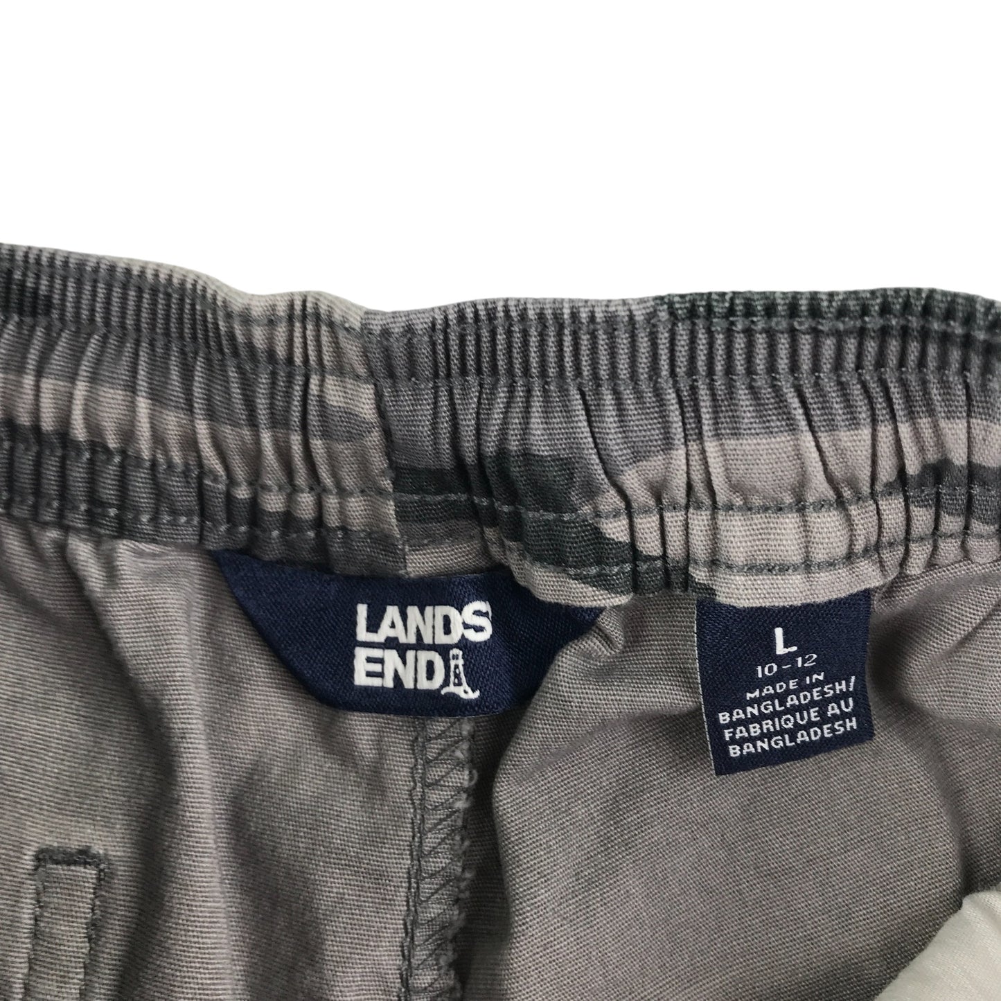 Lands End trousers 10-12 years grey camo print cargo style pull on