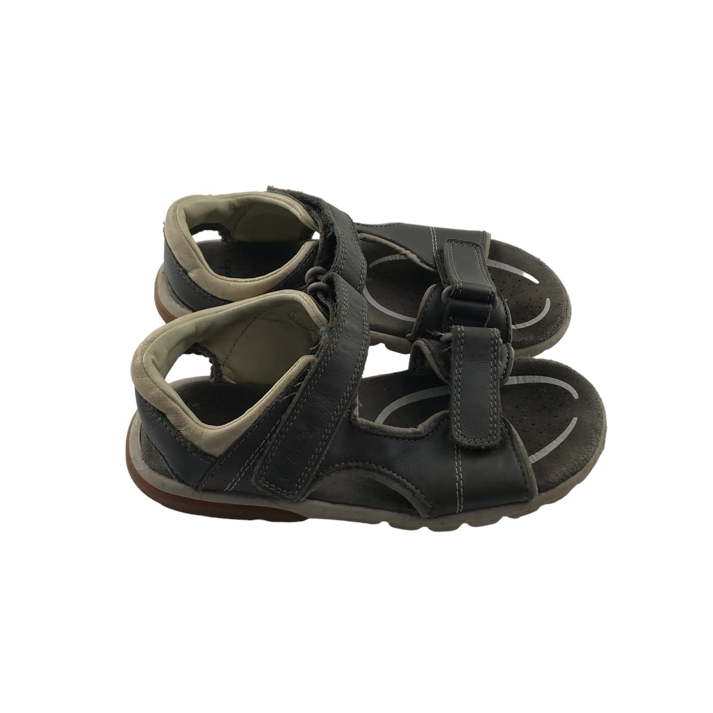 Clarks Sandals Shoe Size 12.5 Junior Grey Leather Style with Straps