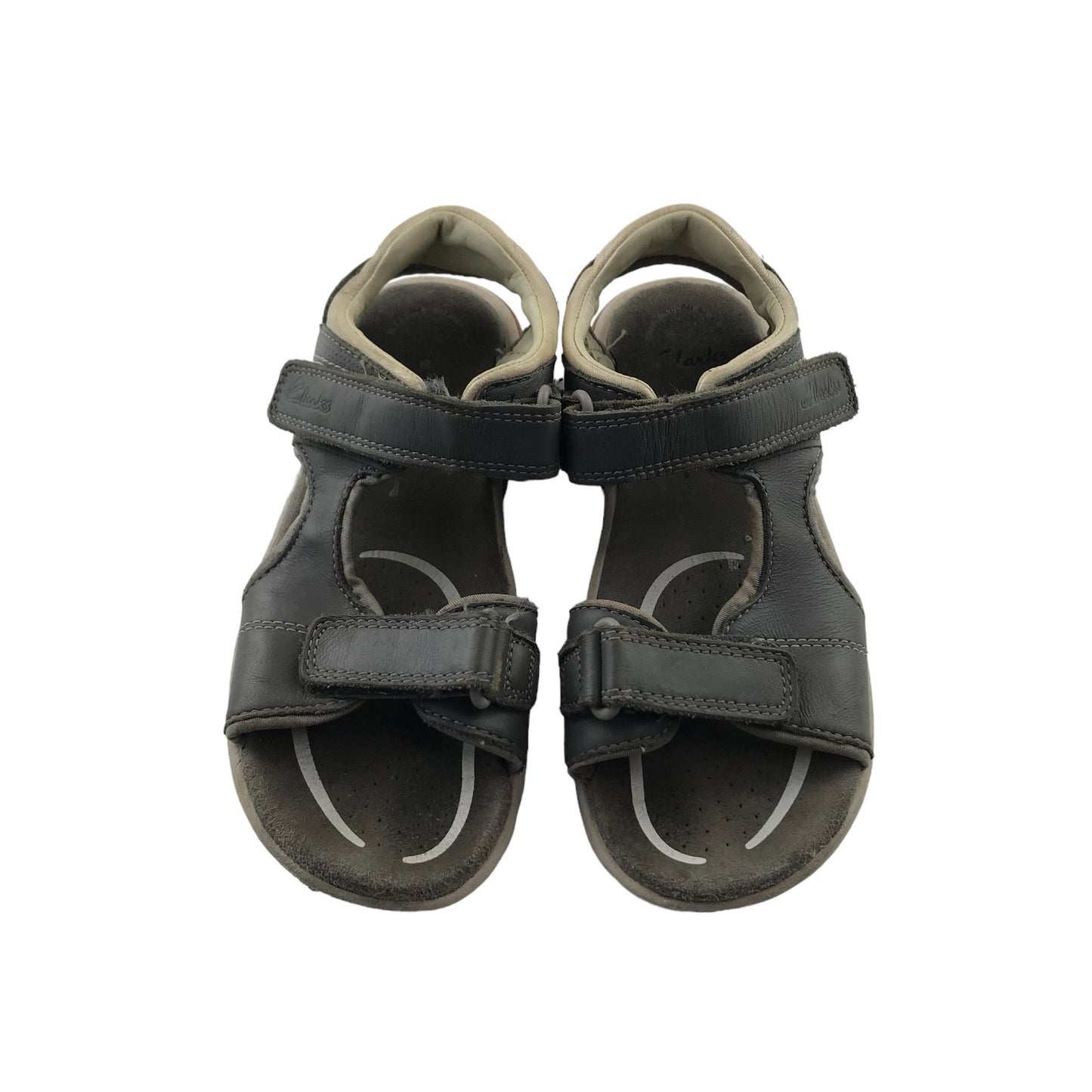Clarks Sandals Shoe Size 12.5 Junior Grey Leather Style with Straps
