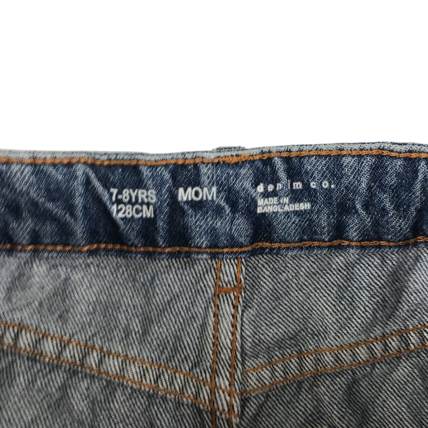 Primark jeans 7-8 year blue ripped knee mom style adjustable waist cotton