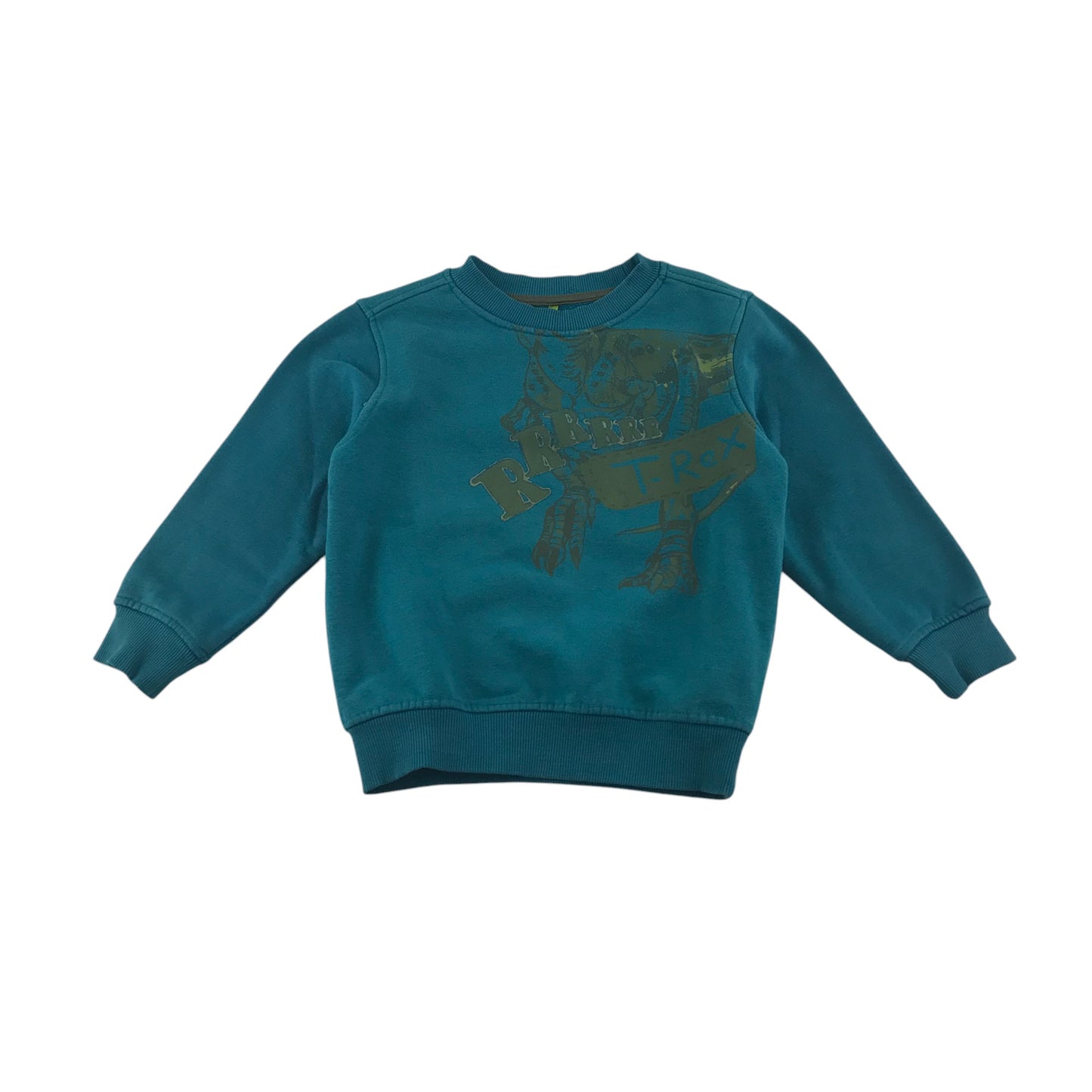 Sweater 4-5 years blue with green t-rex graphic design jersey