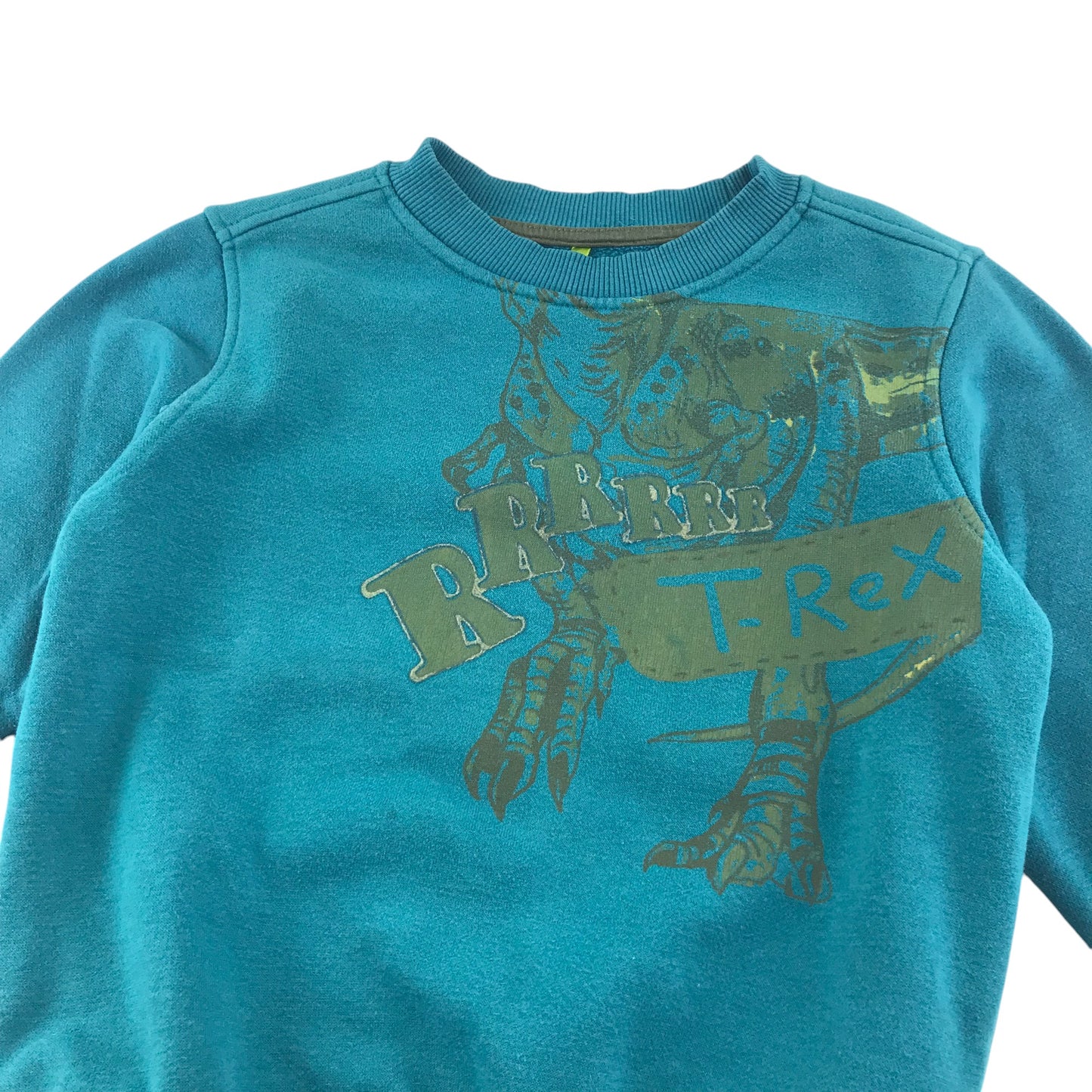 Sweater 4-5 years blue with green t-rex graphic design jersey
