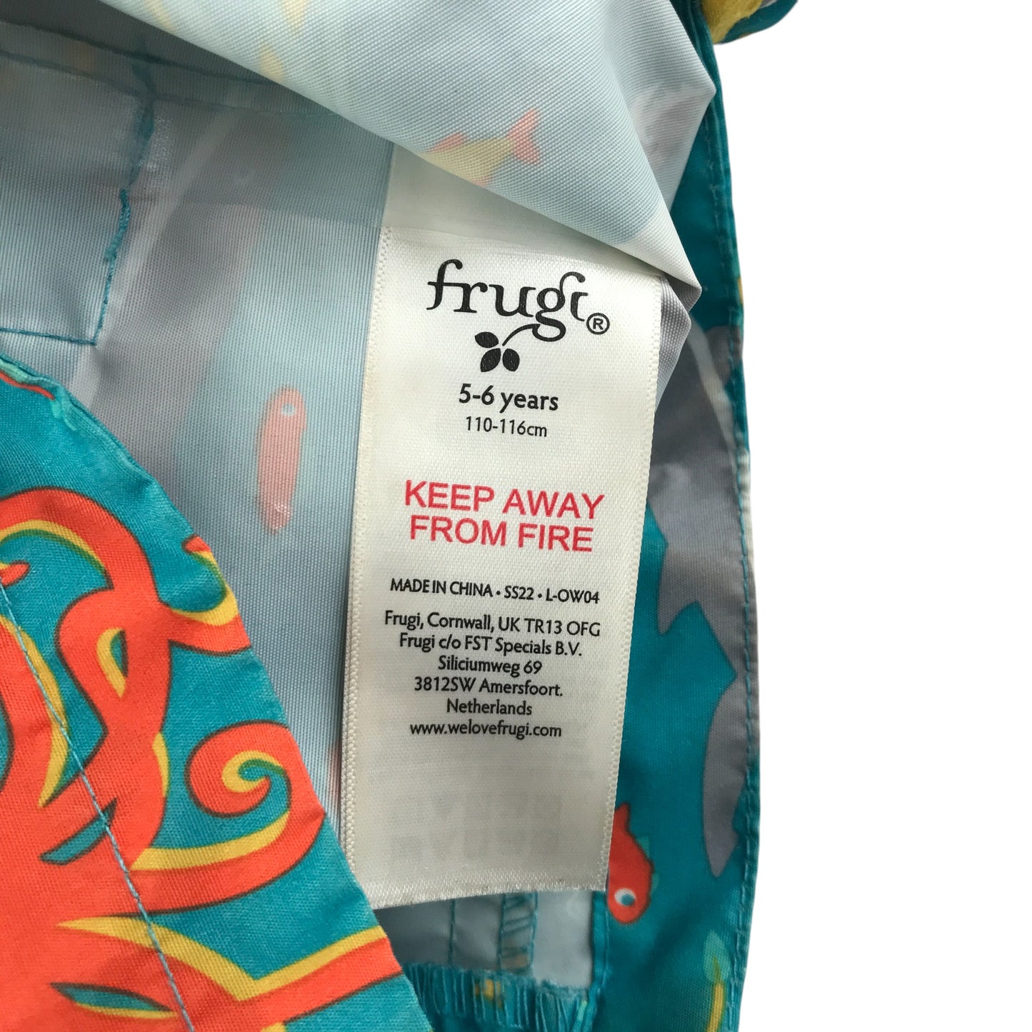 Frugi light jacket 5-6 years blue octopus ocean print
