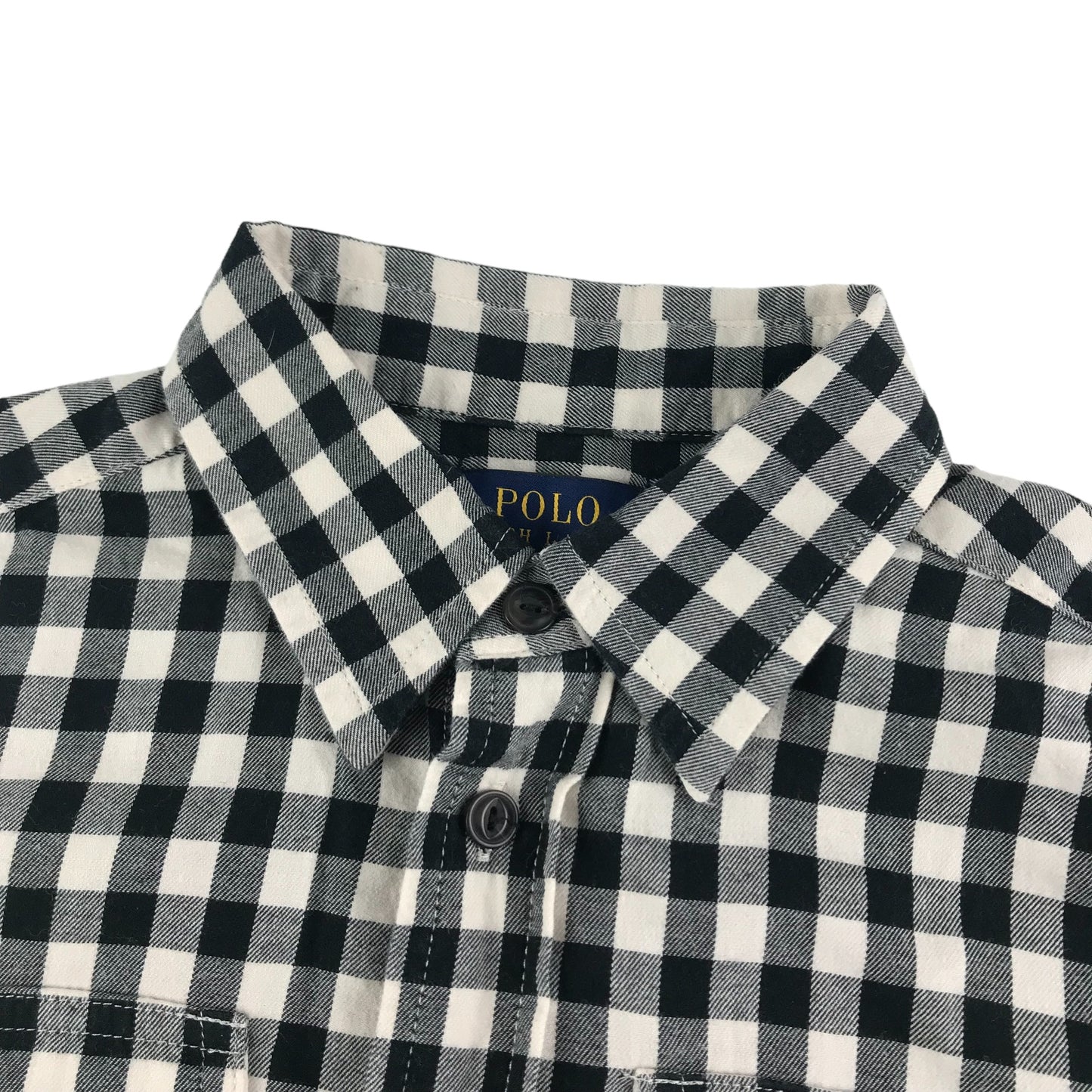 Ralph Lauren Shirt Age 6 Black and White Checked Long Sleeve Button Up Cotton