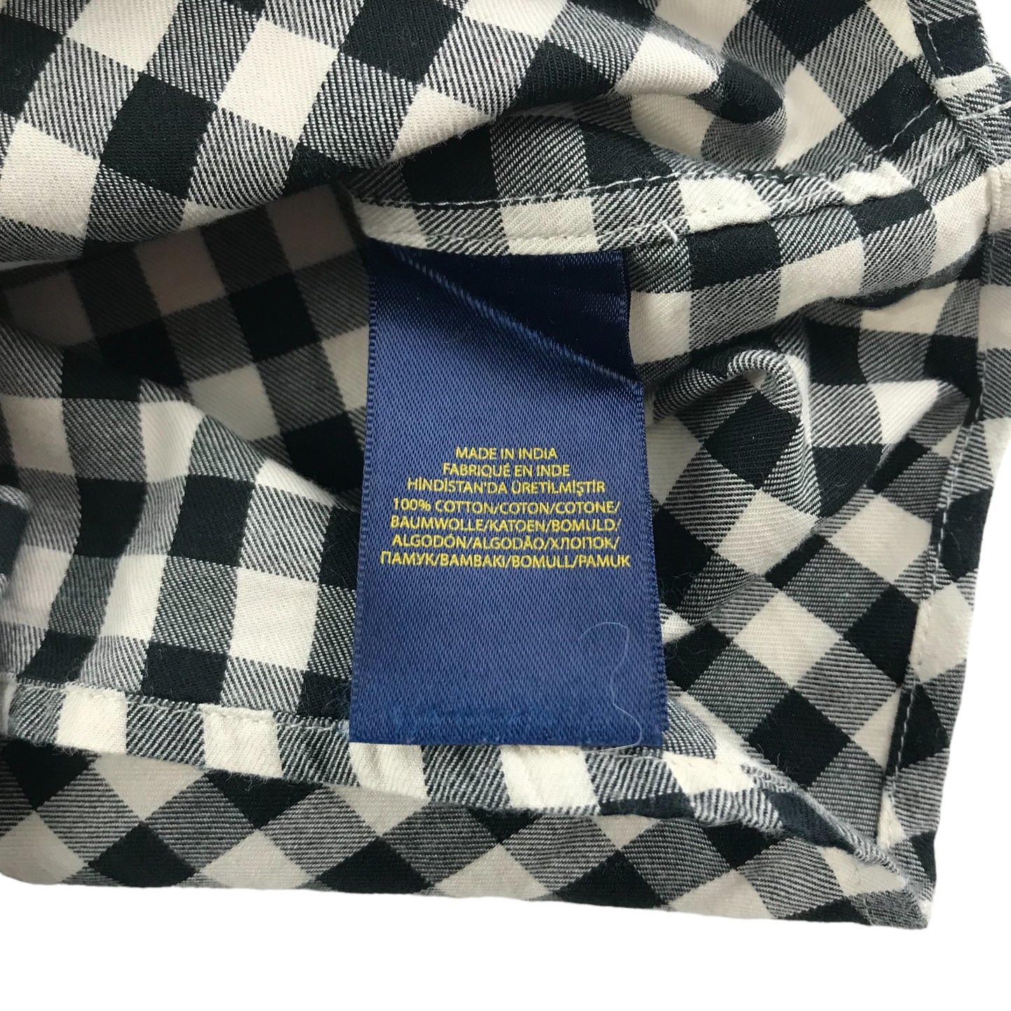 Ralph Lauren Shirt Age 6 Black and White Checked Long Sleeve Button Up Cotton