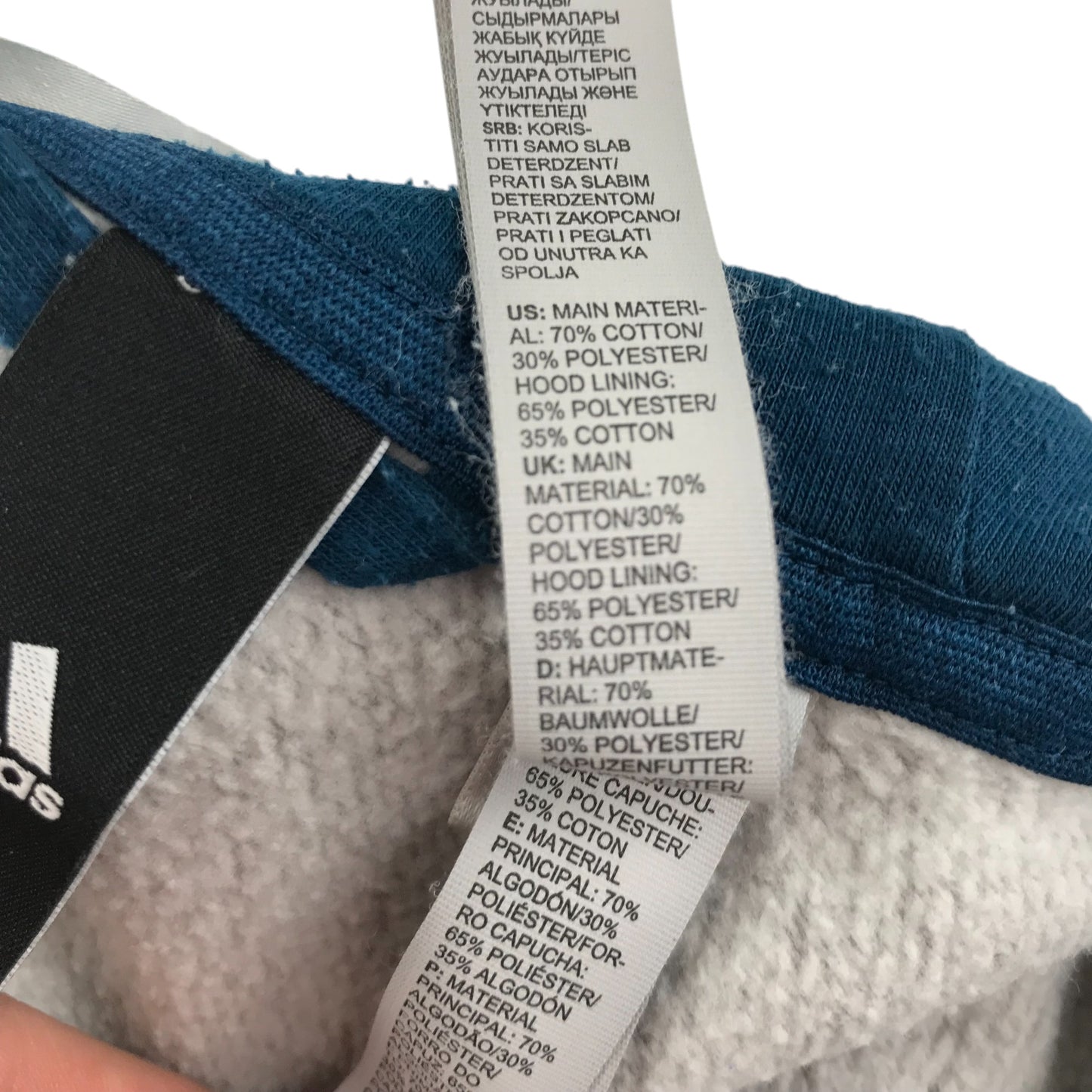 Adidas hoodie 7-8 years years grey jersey with large logo on arm