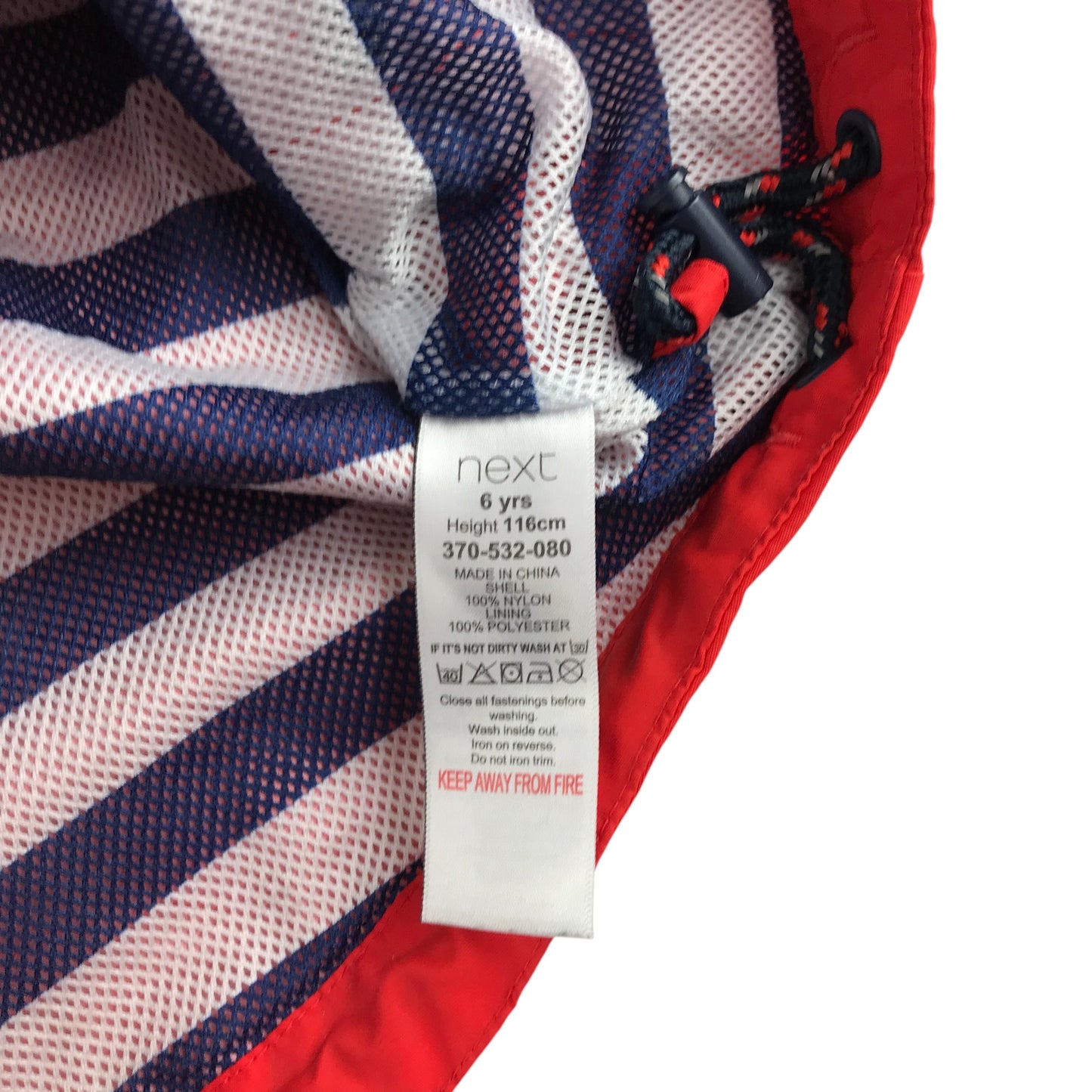 Next light jacket 5-6 years red mesh lining