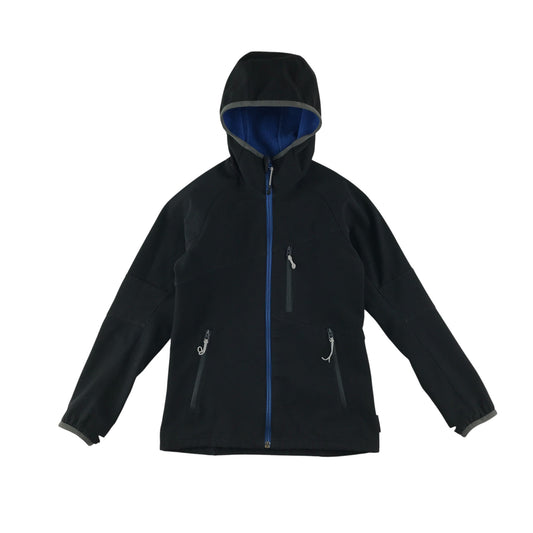 Decathlon light jacket 7-8 years black plain with light blue detailing fleece lining