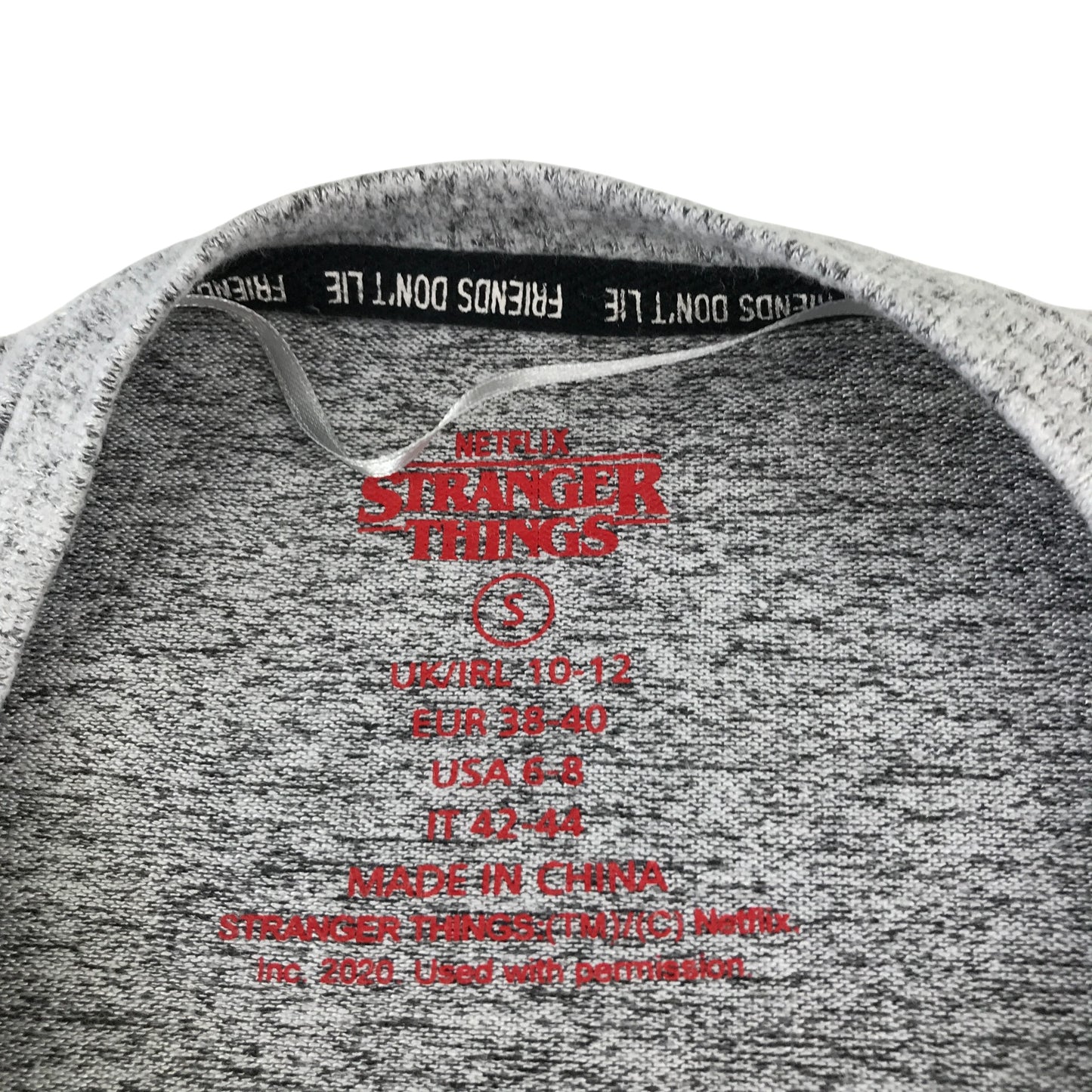 Primark Pyjamas Sweater women's S grey Netflix Stranger Things cropped