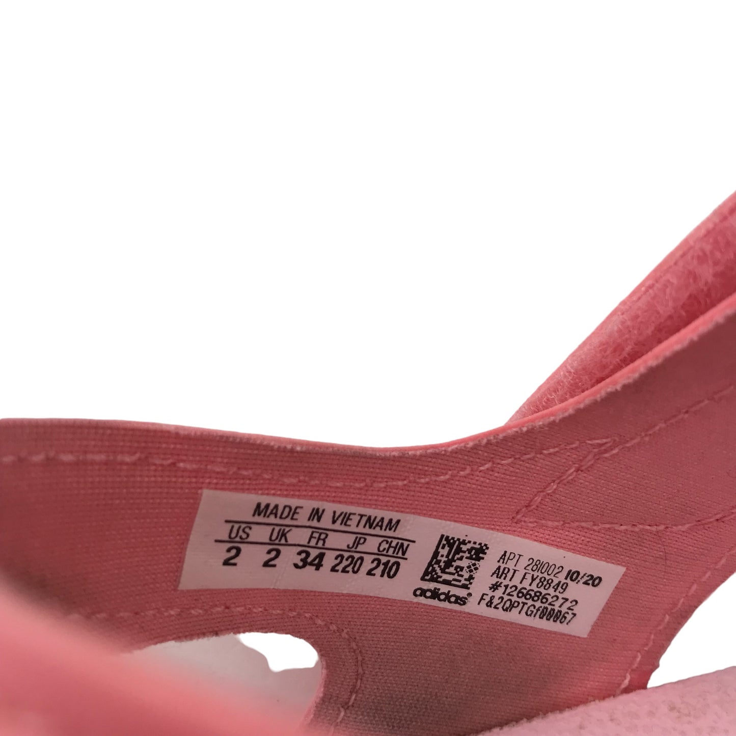 Adidas Sandals Shoe Size 2 Pink and Grey Foamy with Straps