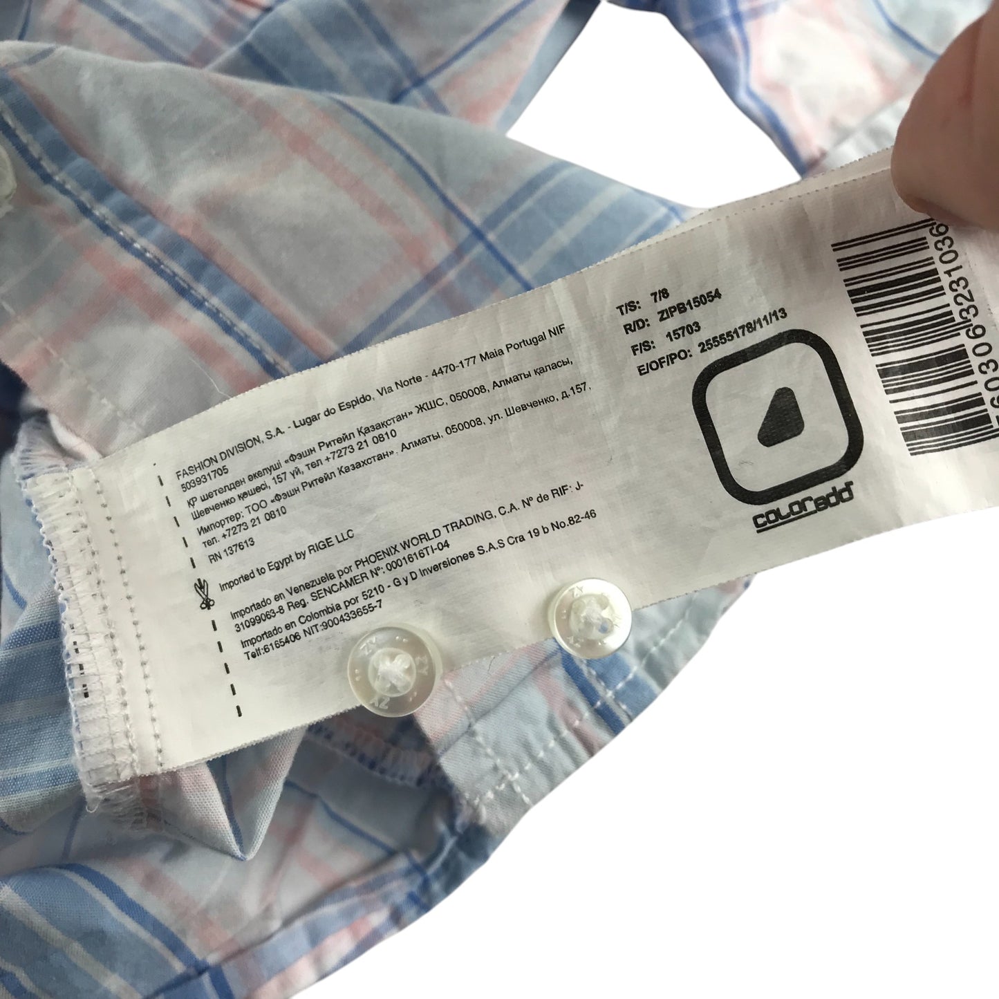 ZY shirt 7-8 years White Pink and blue checked cotton