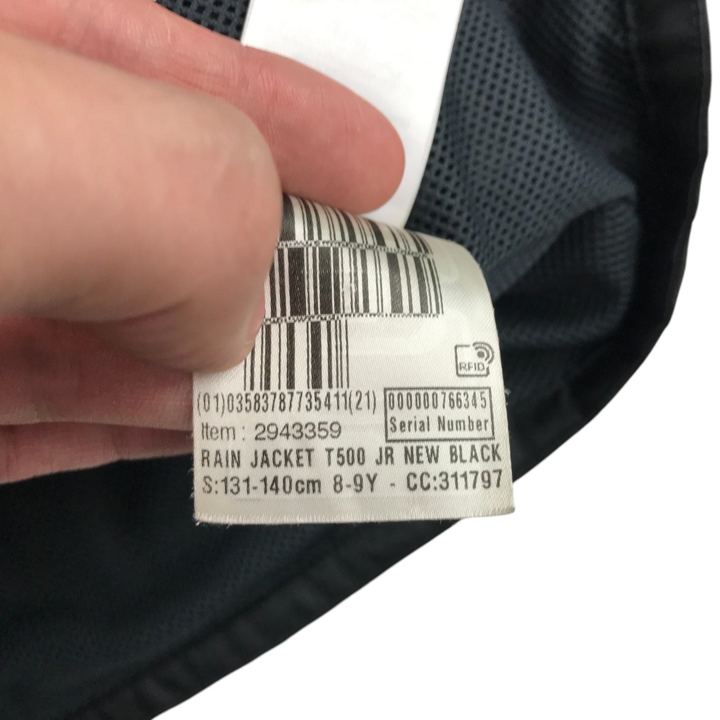 Decathlon light jacket 8-9 years black with full zipper