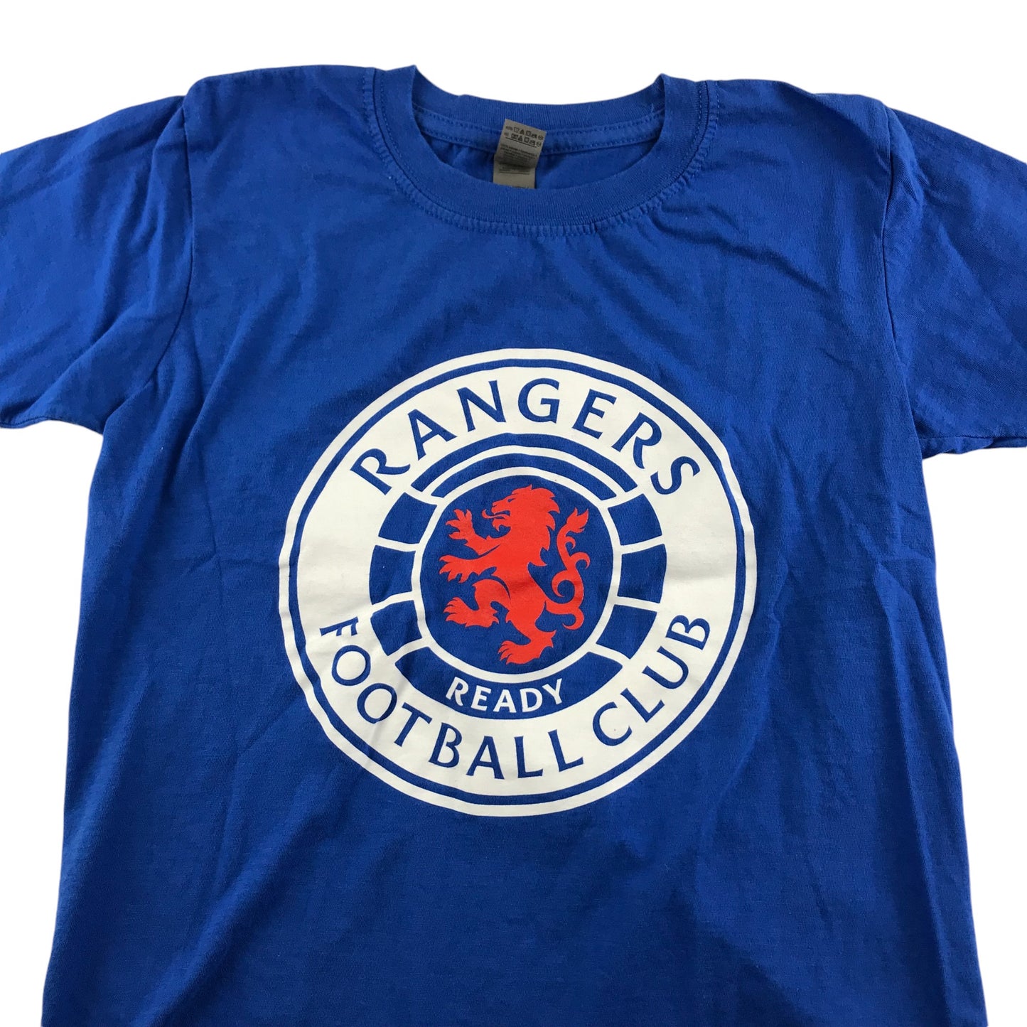 Gildan t-shirt 7-8 years blue rangers large badge print cotton