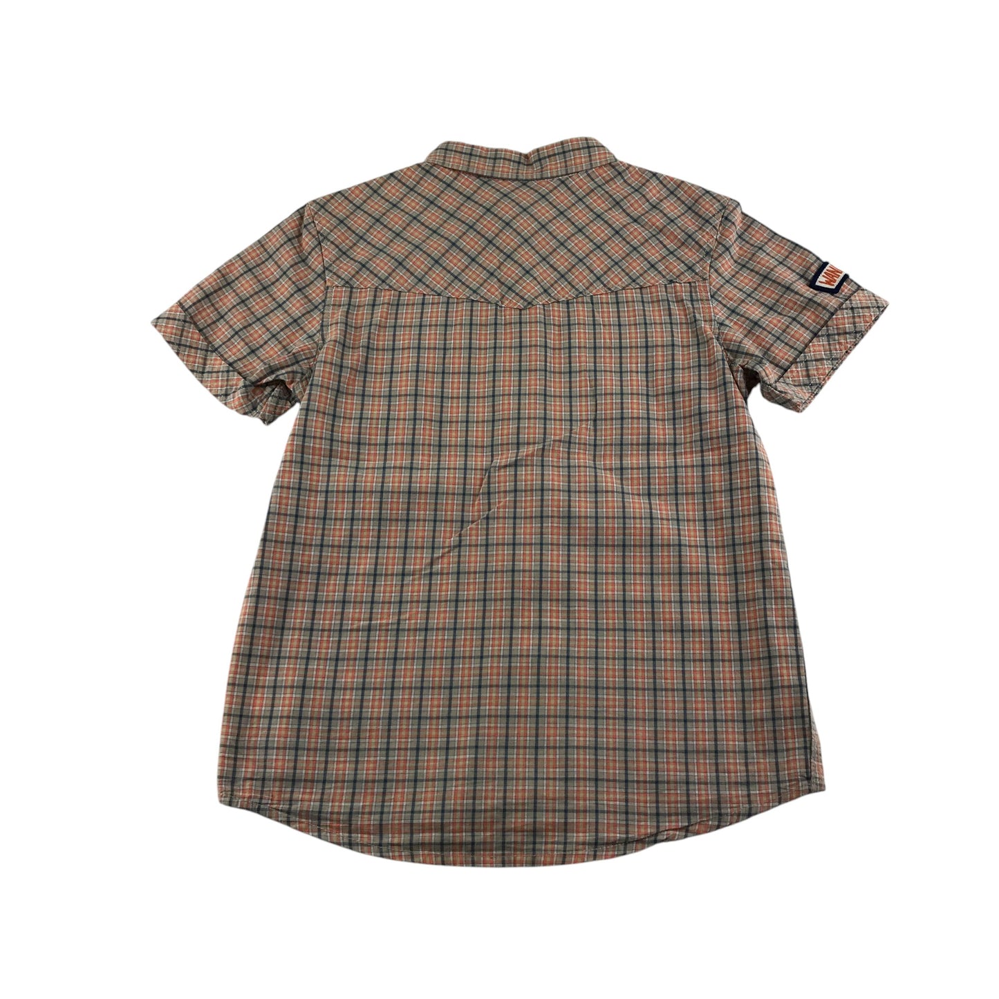 Benetton shirt 8-9 years orange checked with patches