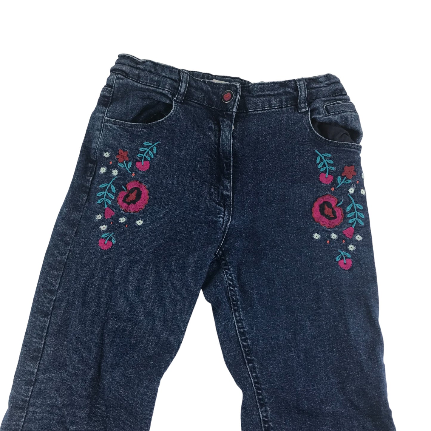 Ou Pareil Jeans Age 9-10 Blue Floral Embroidered