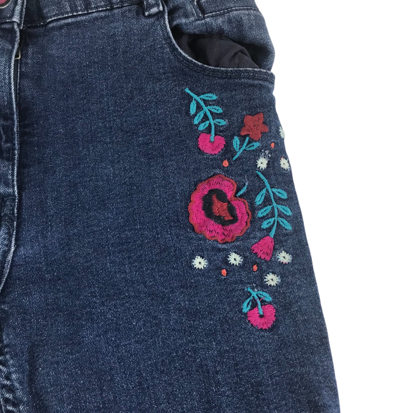 Ou Pareil Jeans Age 9-10 Blue Floral Embroidered