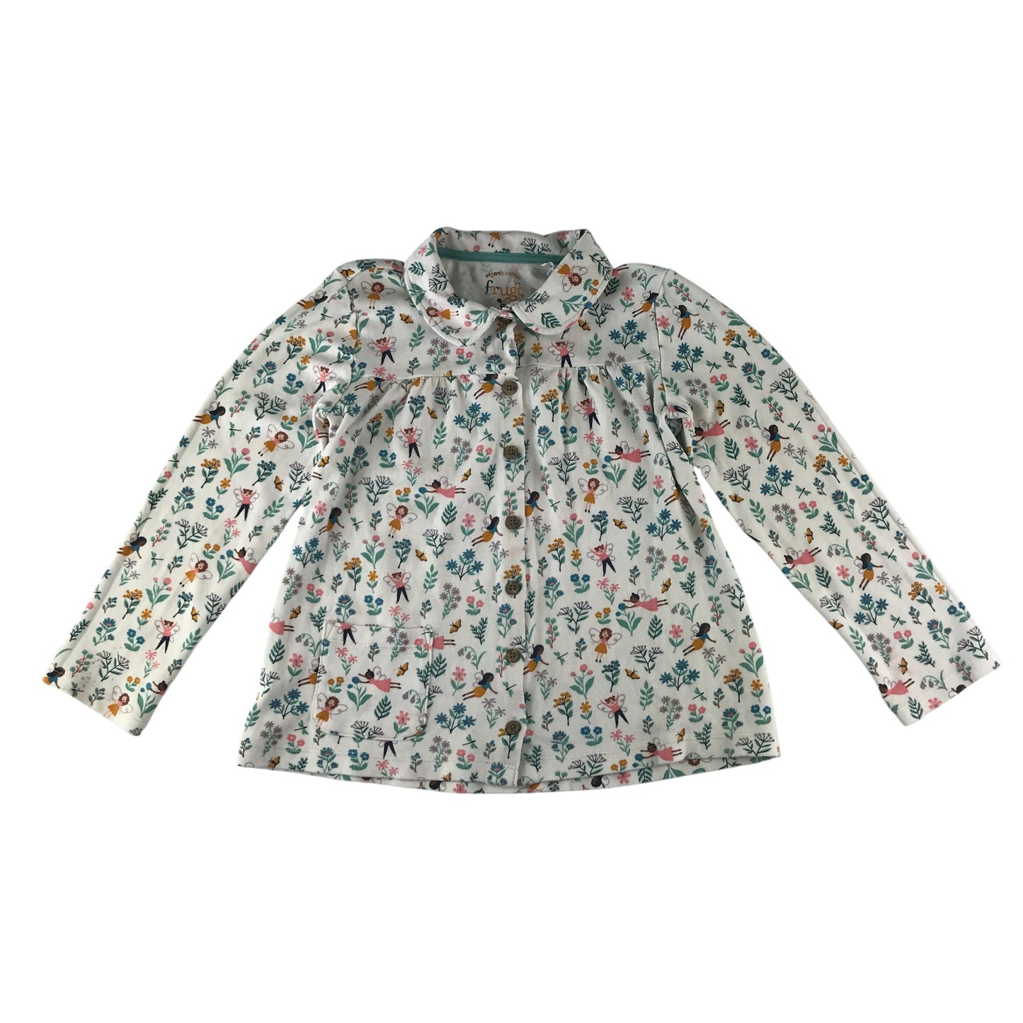 Frugi pyjama set 8-9 years white floral and fairy print cotton
