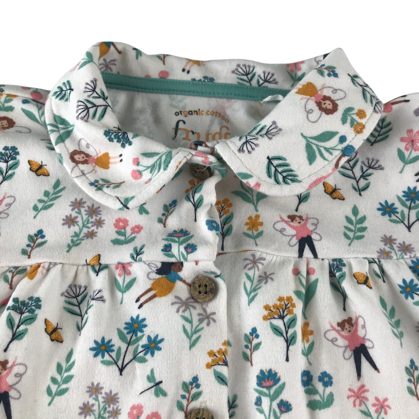 Frugi pyjama set 8-9 years white floral and fairy print cotton