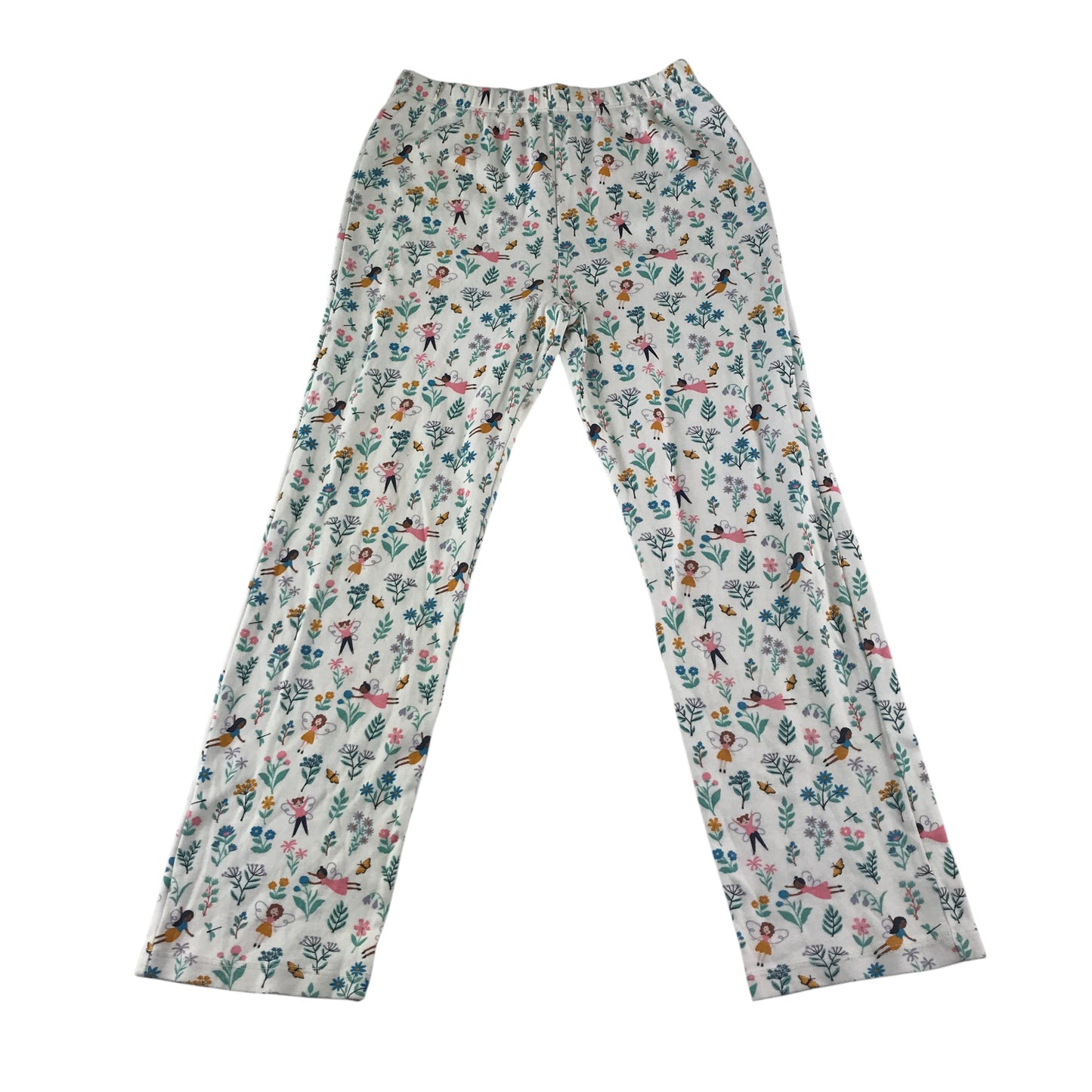 Frugi pyjama set 8-9 years white floral and fairy print cotton
