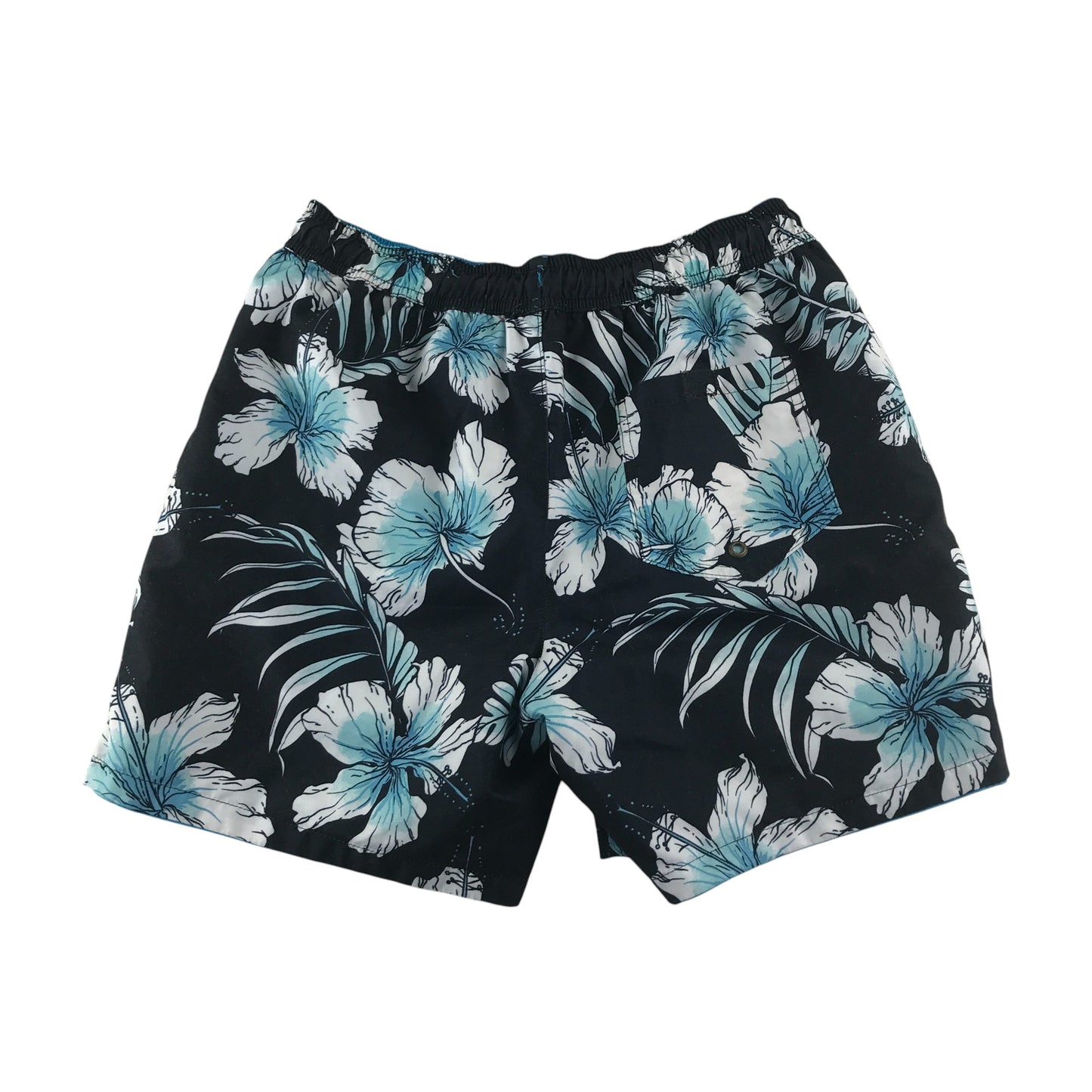 Easy swim trunks men's S blue and floral reversible