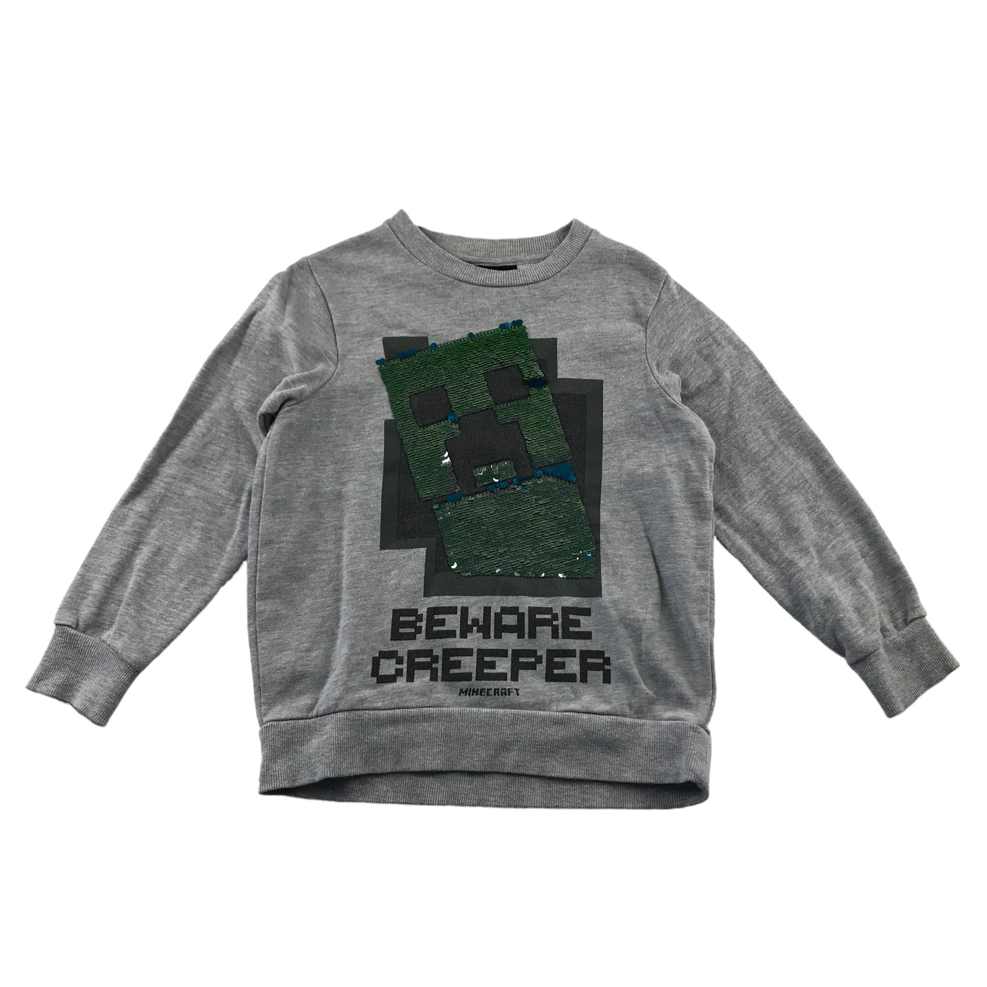 Next sweater 6 years Grey Minecraft Creeper sequin reversible graphic ApparelXchange CIC