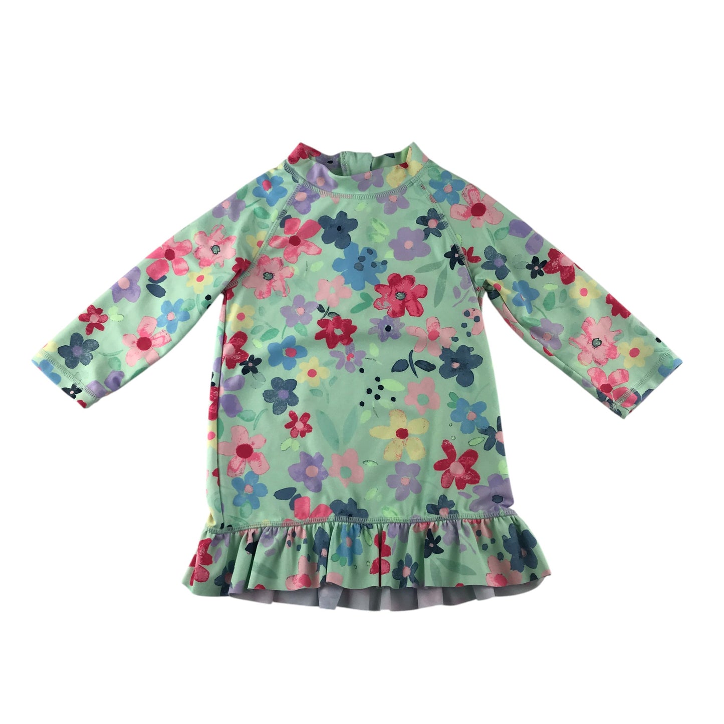 George swim set 5-6 years mint floral print frilled hem rash uv