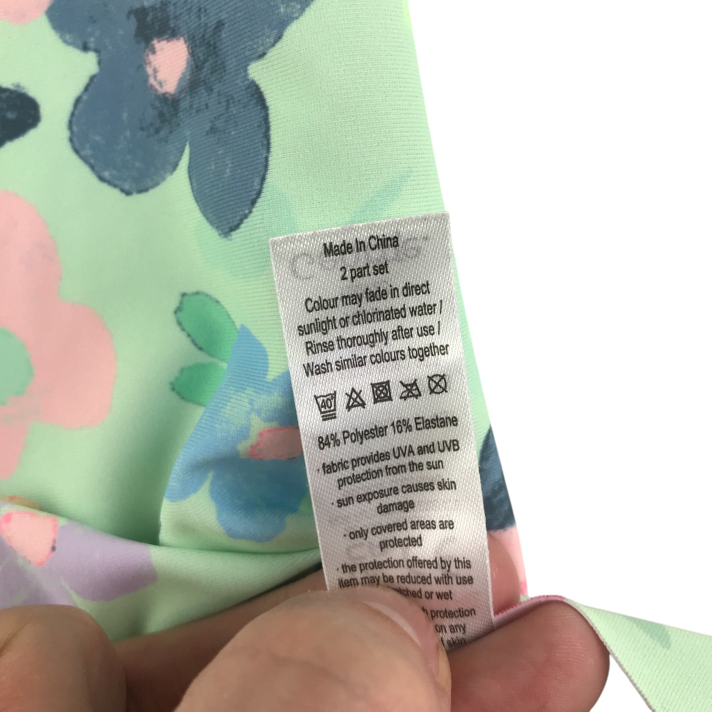George swim set 5-6 years mint floral print frilled hem rash uv