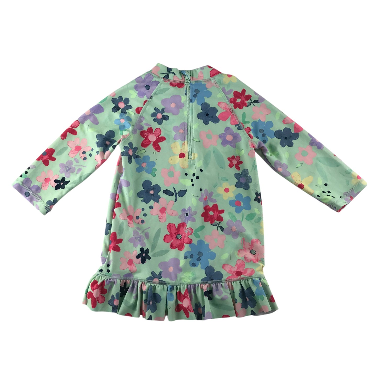 George swim set 5-6 years mint floral print frilled hem rash uv