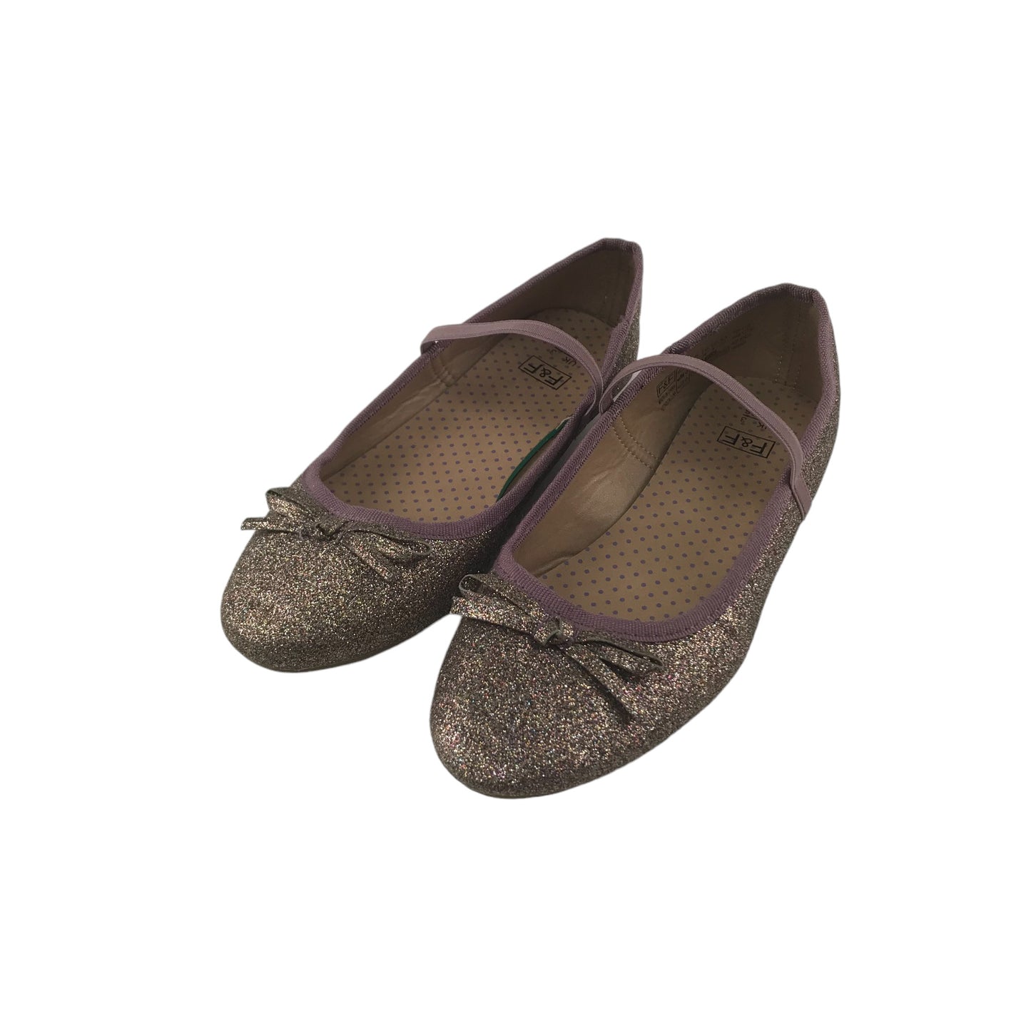 F&F Ballerinas Shoe Size 3 Pink Glittery with Elasticated Bar